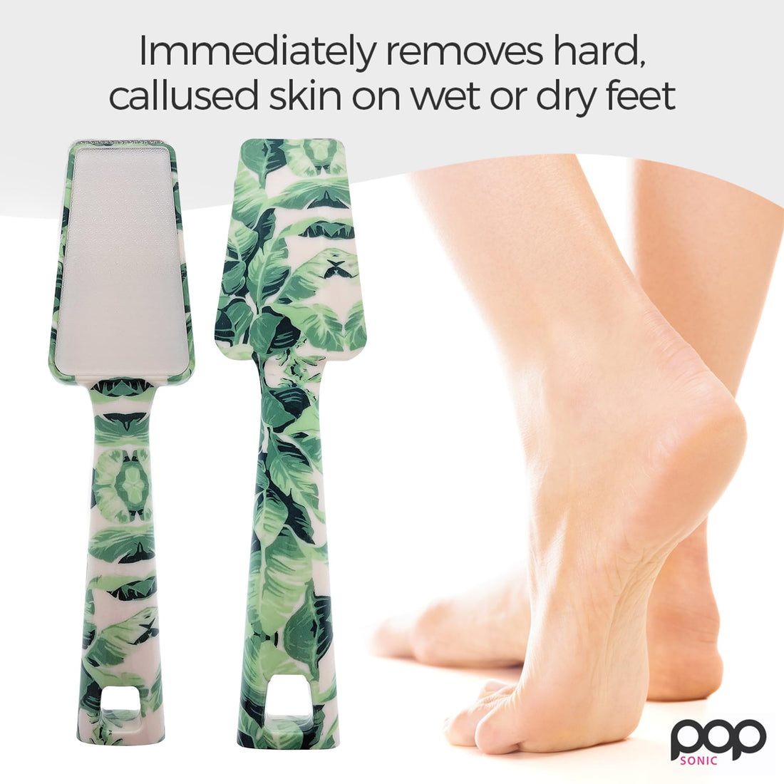 Pop Sonic Nano Glass Foot File (1 Unit) | Foot Callous Removal for Smooth, Soft Feet | Foot Scraper for Dead Skin Remover | Perfect Pedicure Tools at Home or Salon Use (Tropical Palm)