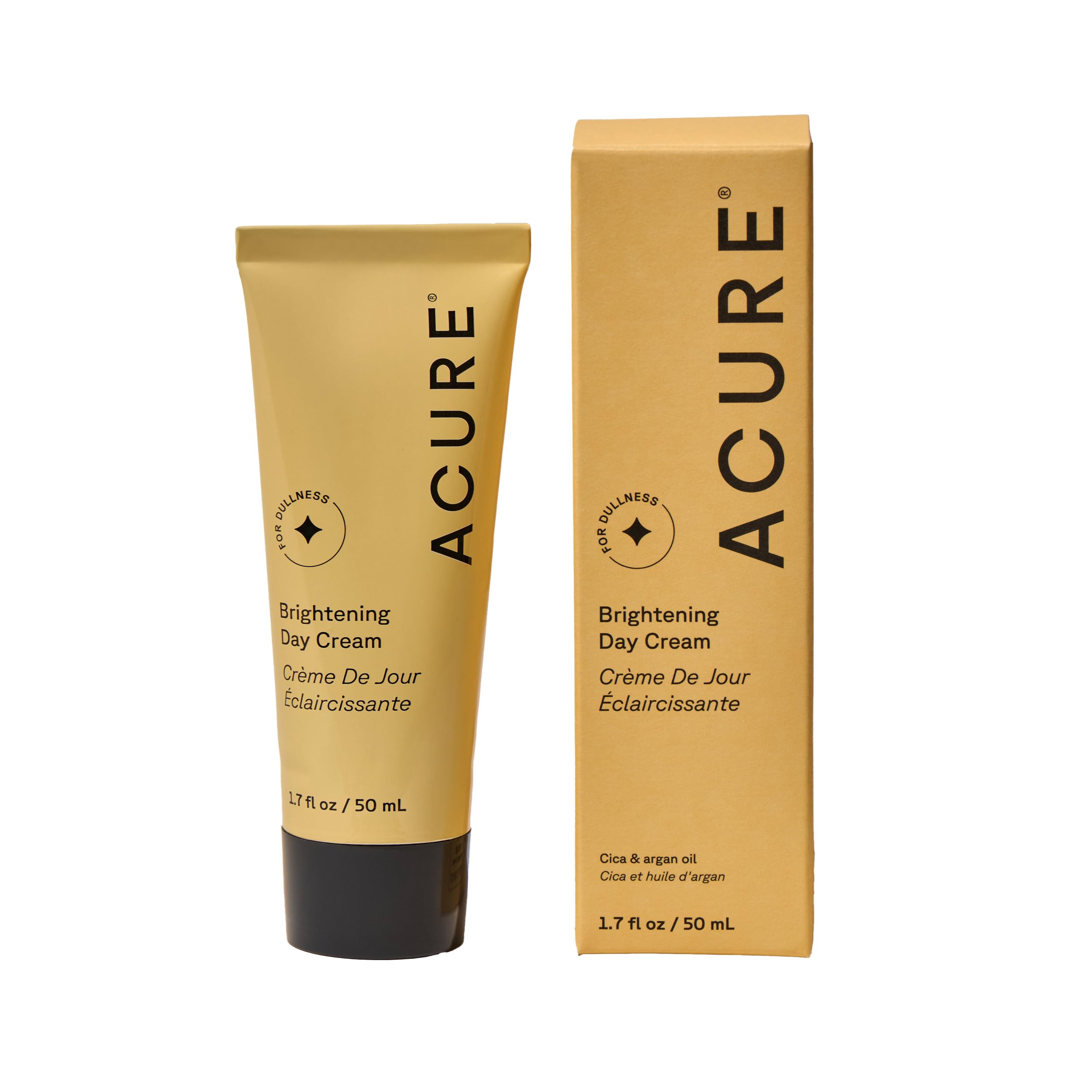 Acure Brightening Day Cream - Radiant Skin Day Cream with Cica & Argan Oil - Moisturizes, Evens Tone - 100% Vegan Formula - All Skin Types - Soothing & Nourishing Ingredients - 1.7 Fl Oz