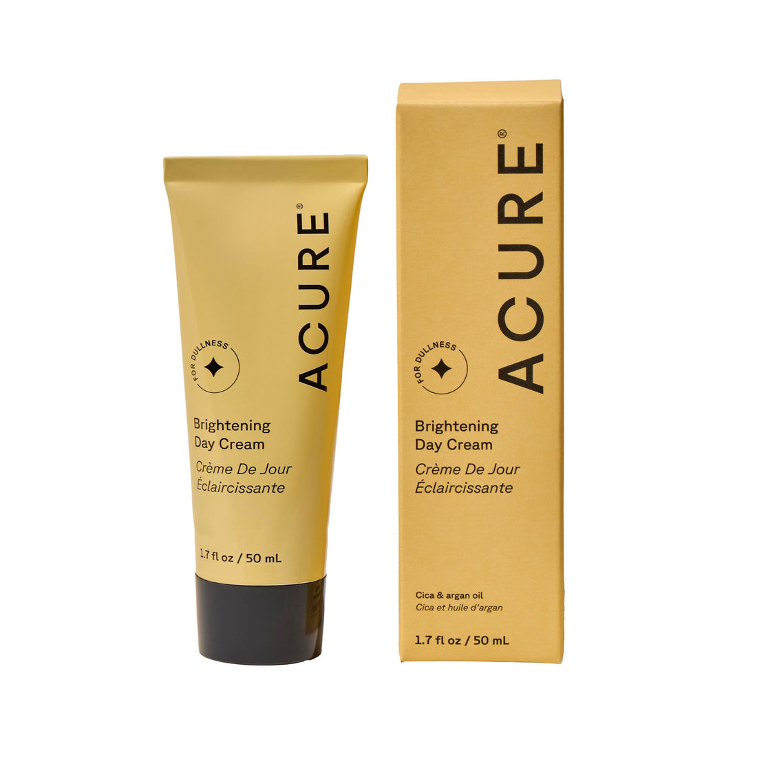 Acure Brightening Day Cream - Radiant Skin Day Cream with Cica & Argan Oil - Moisturizes, Evens Tone - 100% Vegan Formula - All Skin Types - Soothing & Nourishing Ingredients - 1.7 Fl Oz