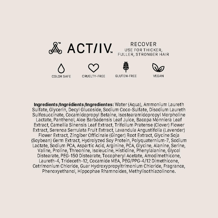 ACTIIV Recover Shampoo For Men | Supports the Appearance of Fuller, Healthier-Looking Hair, Supports Scalp Health, Plant-Derived Formula, Color-Safe, Vegan, Suitable For All Hair Types