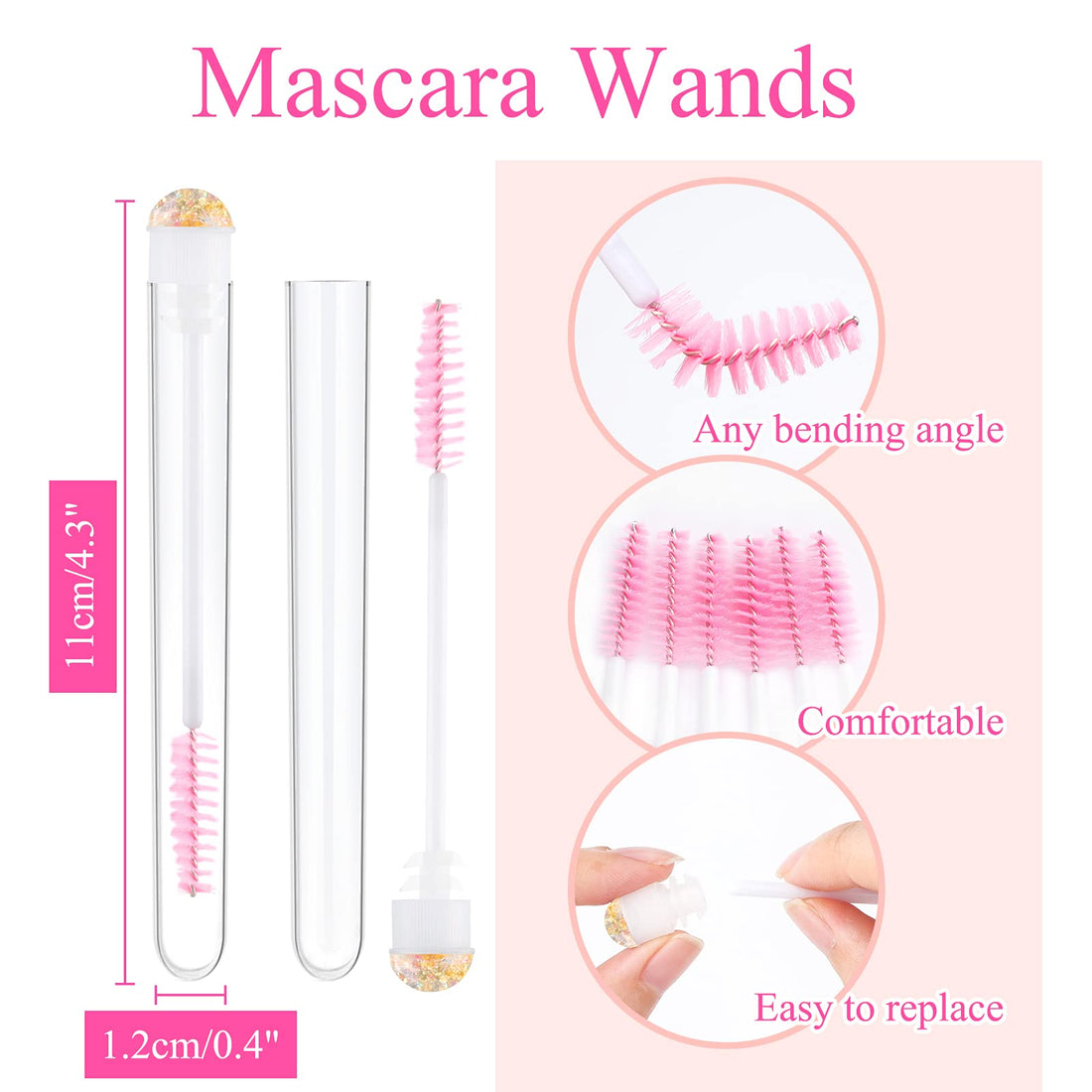 Dming 20pcs Eyelash brush Lash Wand Makeup tool Eyelash Extension supplies Cleaning brush Diamond Mascara sky black