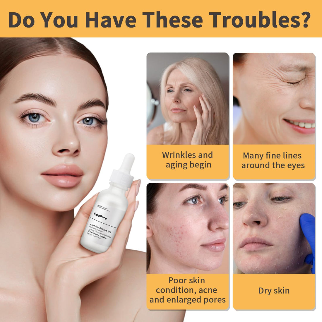 Argireline Serum With Hyaluronic Acid For Fine Lines, Anti Aging Argireline Solution 10 Percent For Dark Spot, 2 PCS Anti Wrinkles Multi Peptide Serum For Face, Eye, Neck.