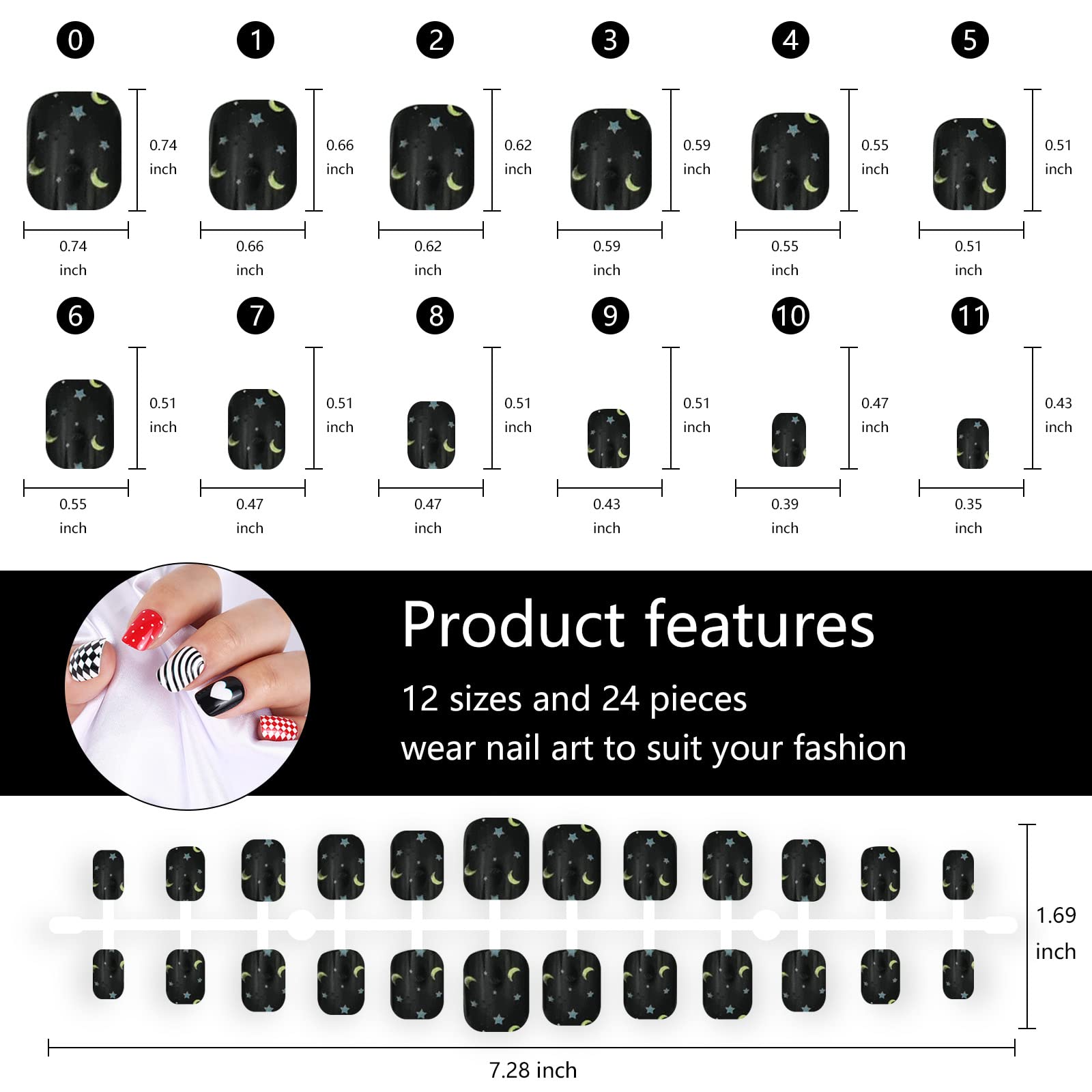 LoveOurHome 240pc Square Press on Nails Short Fake Nails Flower Heart Star False Nail Tips Short Artificial Nails Press ons Nail Cute Presson Fake Fingernails for Women Kids Teen Girls