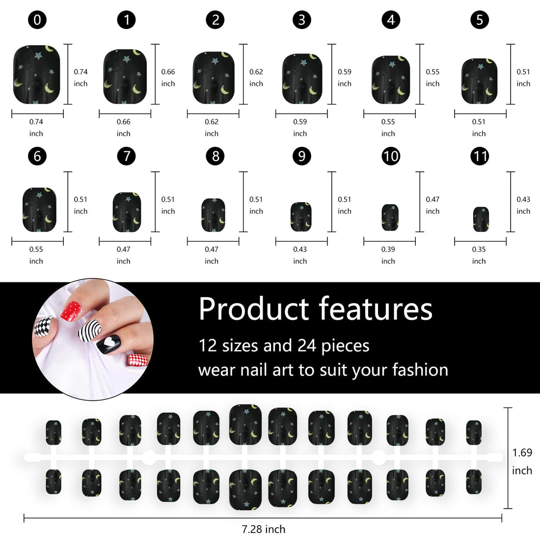 LoveOurHome 240pc Square Press on Nails Short Fake Nails Flower Heart Star False Nail Tips Short Artificial Nails Press ons Nail Cute Presson Fake Fingernails for Women Kids Teen Girls