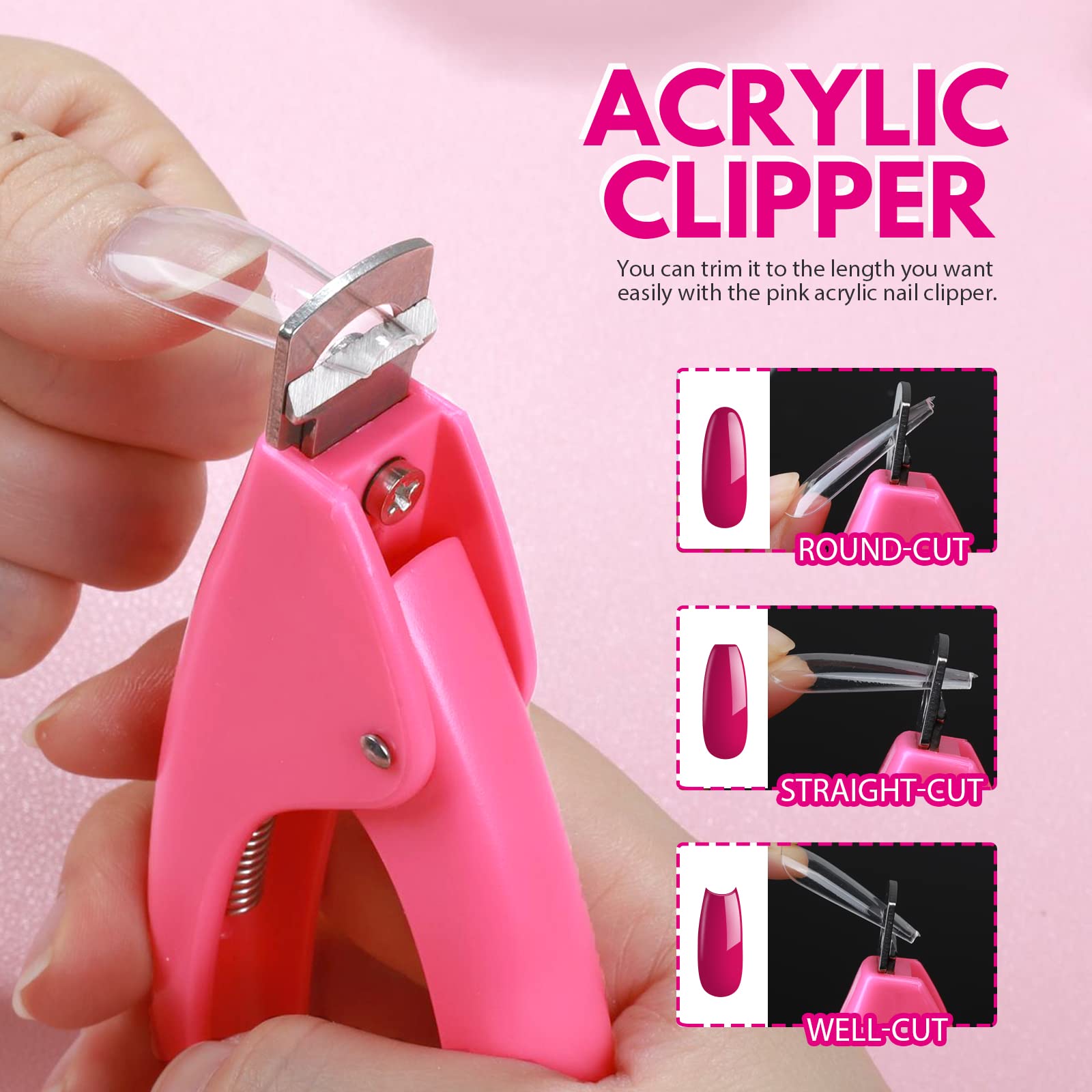 Teenitor 600 Pcs Clear Coffin Nail Tips, Acrylic Nail Kit, Clear Press On Nails, Long Fake Nails Coffin Nail Tips Full Cover, Acrylic Nail Clipper Nail Stand for False Nails