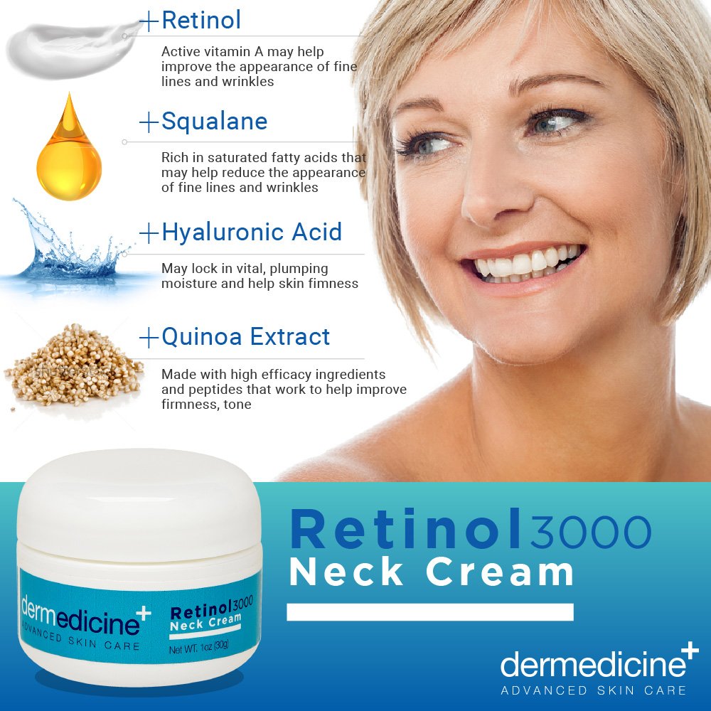 Neck Tightening Cream w/Retinol 3000 | Anti-Aging Lotion | Helps to Firm & Tighten Loose Sagging Skin Smooth Wrinkles & Fine Lines | More Youthful Neck and Chest | 1 fl oz/30 ml