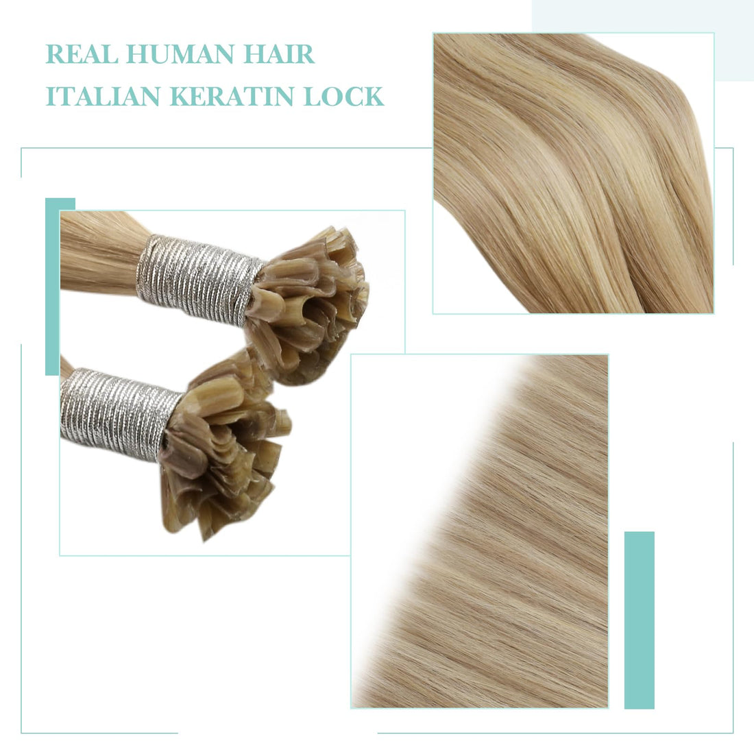 16, Dark Ash Brown With Golden Blonde: Youngsee 16 Remy Keratin U Tip Hair Extensions Human Hair Golden Blonde With Medium Blonde Hot Fusion Keratin Bonded Utip Hair Extensions 50Gram/Se
