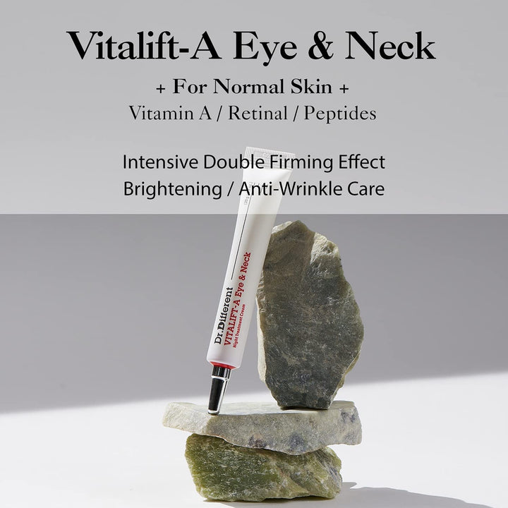 Dr.Different VITALIFT-A Eye & Neck Retinal 0.025% - Anti-Aging & Anti-Wrinkle Treatment for Night Spot & Aging Skin with Peptides - Deep Hydrating & Moisturizing Night Cream For Men and Women 0.7oz.