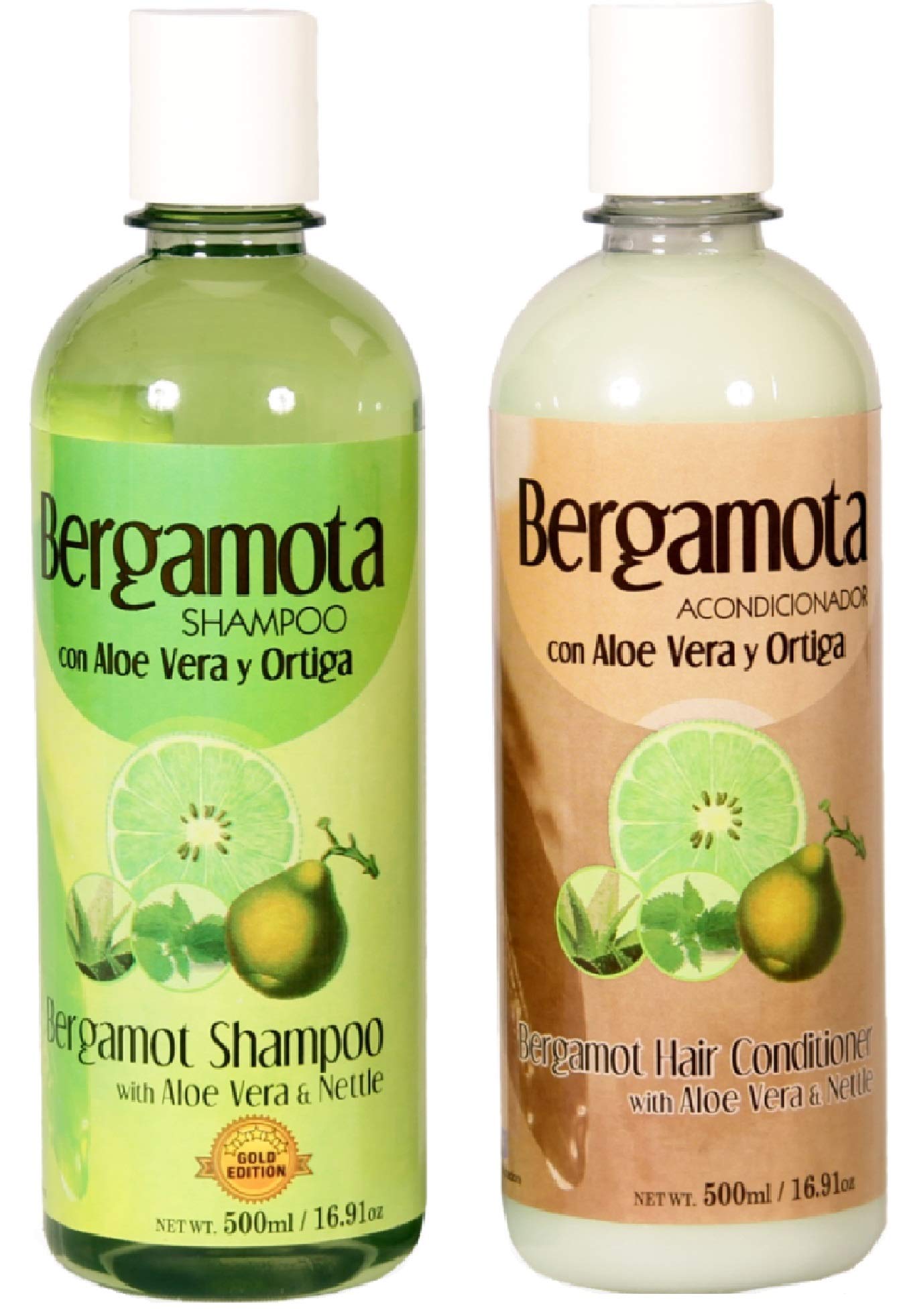 Set of Bergamot Shampoo and Conditioner 500ml, Shampoo y Acondicionador de Bergamota
