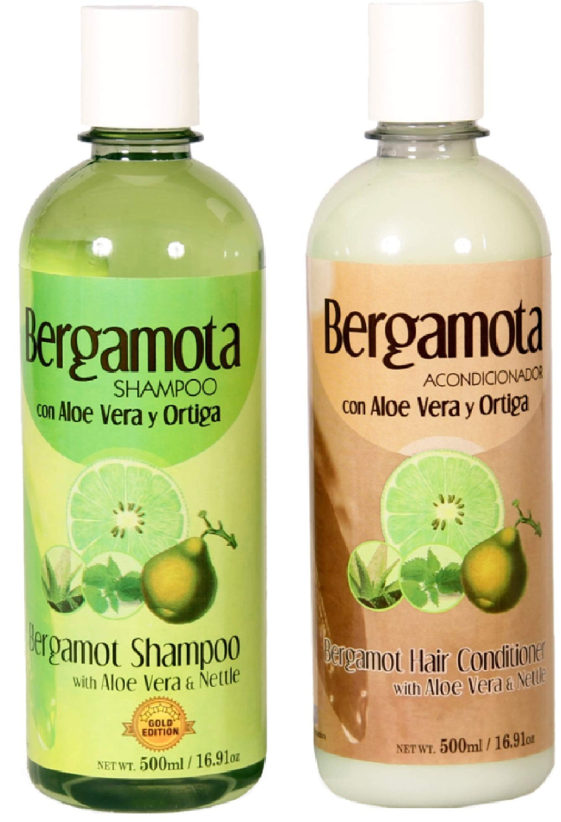 Set of Bergamot Shampoo and Conditioner 500ml, Shampoo y Acondicionador de Bergamota