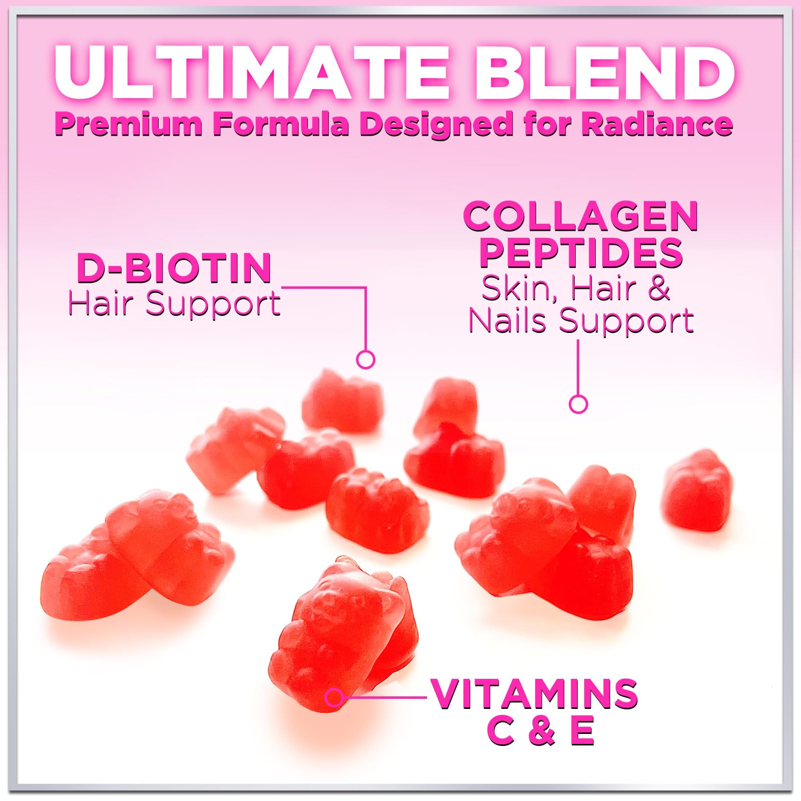 Collagen Peptides for Women - Collagen Gummy with Biotin for Hair, Skin, Nail, Bone & Joint Support, Extra Strength Hydrolyzed Collagen Peptides Supplement for Women & Men, Non-GMO - 60 Gummies