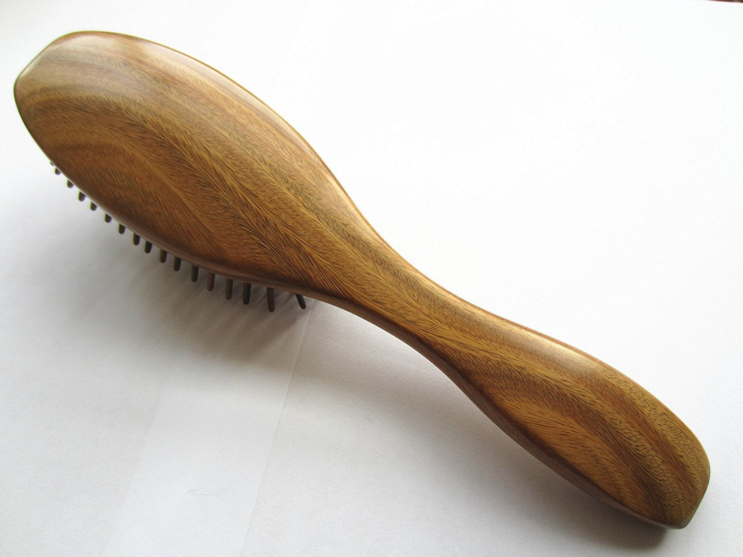 Myhsmooth G2s-am-gs Professional Handmade Natural Green Sandalwood No Static Hair Brush Air Bag Massage Comb Hair Comb with Handle with Aromatic Scent for Gift