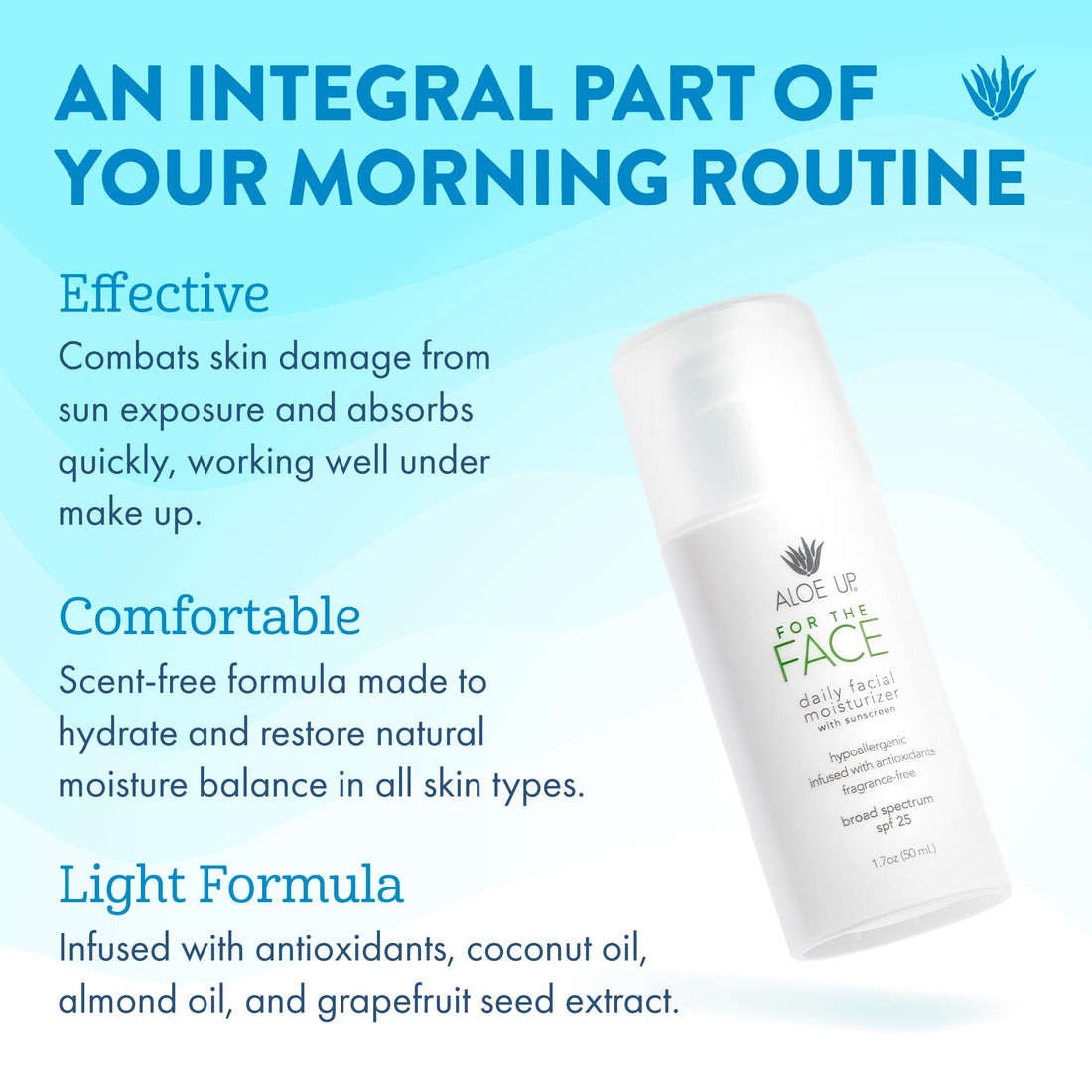 Aloe Up Sun and Skin Care Products For The Face SPF 25 Daily Facial Moisturizer, 1.7.