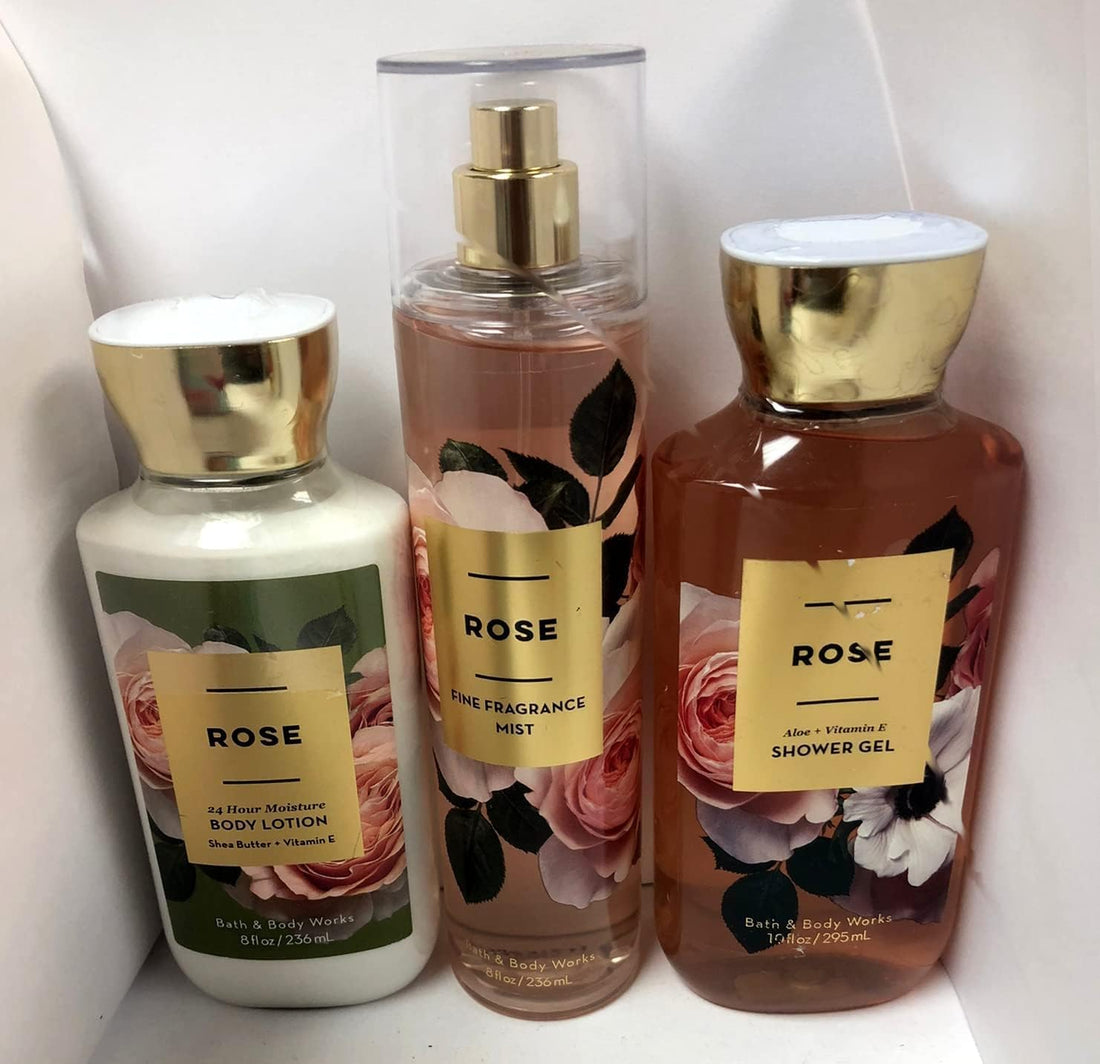 Bath and Body Works - Rose - Shower Gel, Body Lotion, & Fine Fragrance Mist Daily Trio Summer 2018