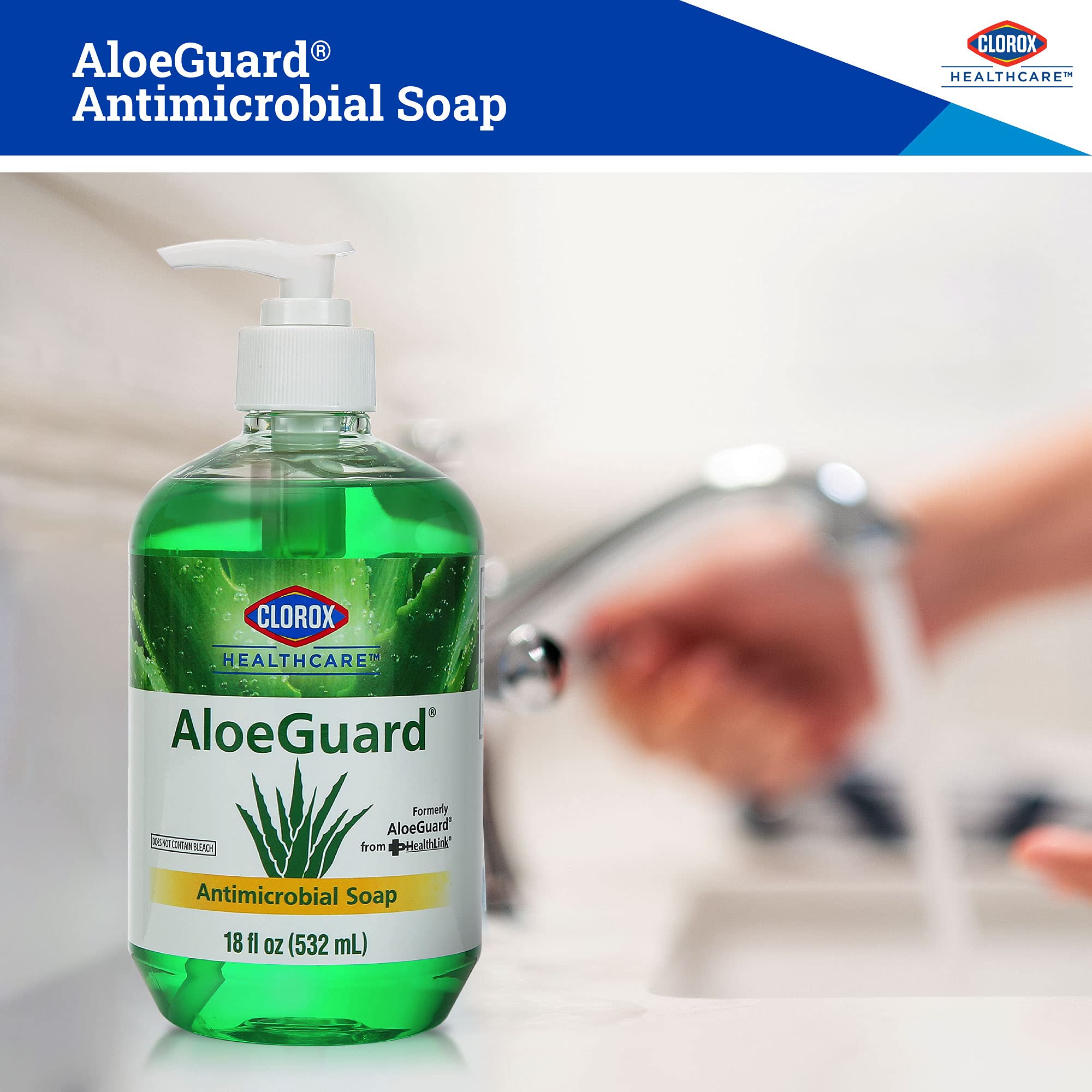 Clorox Healthcare AloeGuard Antimicrobial Soap 18 Ounce Antimicrobial Hand Soap from for Healthcare Professionals | Hand Soap for Everyday Use with Aloe Vera to Soothe & Moisturize Hands