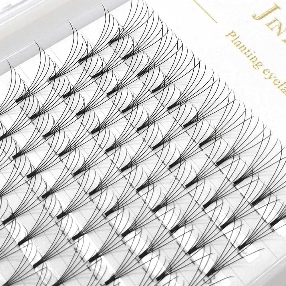 JINYANHUA Premade Eyelash Fans Extension 8-15mm Length 4d/5d/6d/7d/8d 0.07mm Short Stem Handmade Fans Premade Professional Eyelash Extensions Faux Mink (13mm, 5D-0.07-D)