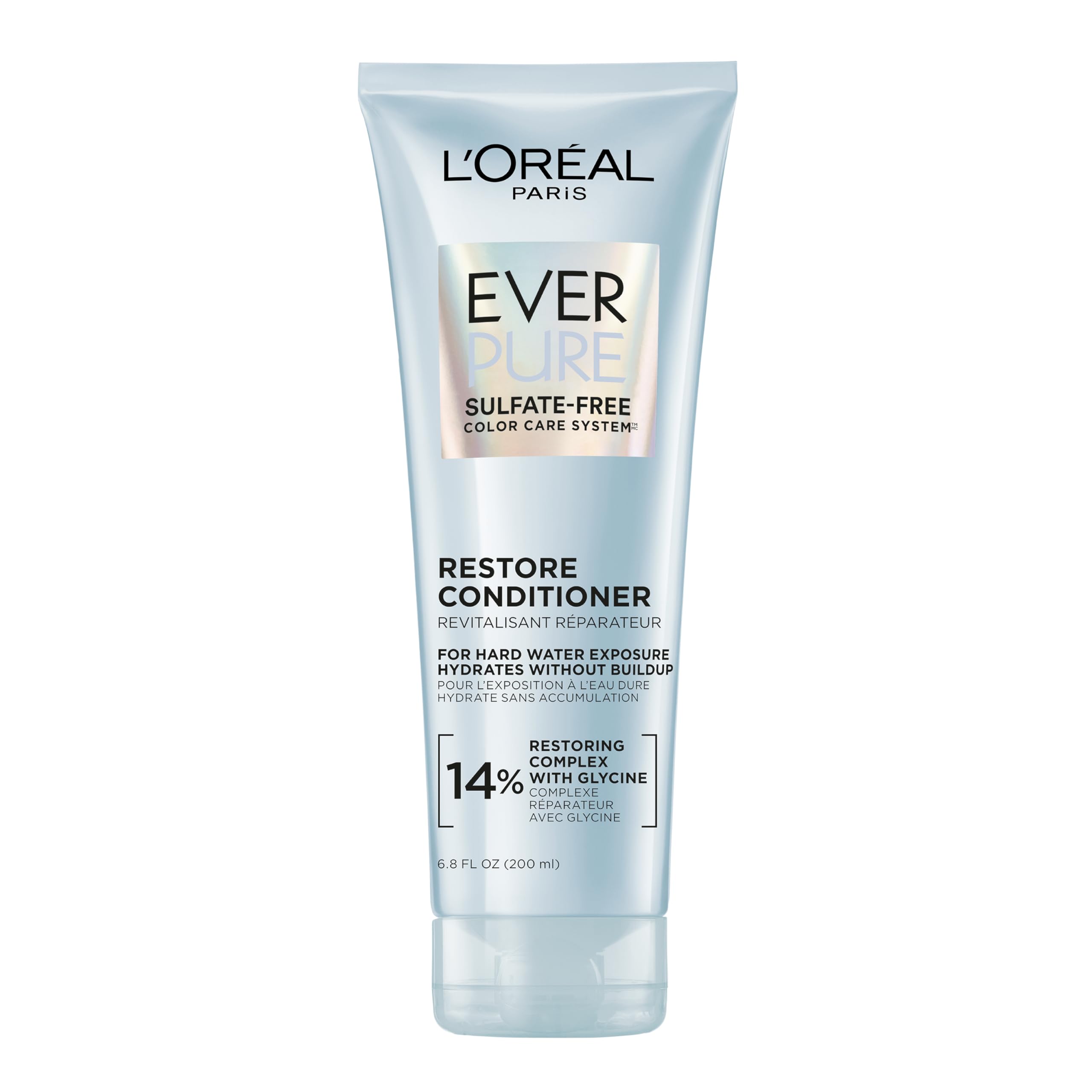 L'OREAL PARIS Restore Sulfate Free Conditioner with Antioxidants, Moisturizing Conditioner for Hard Water Exposure and Styling Build-up, EverPure, 6.8 Fl Oz