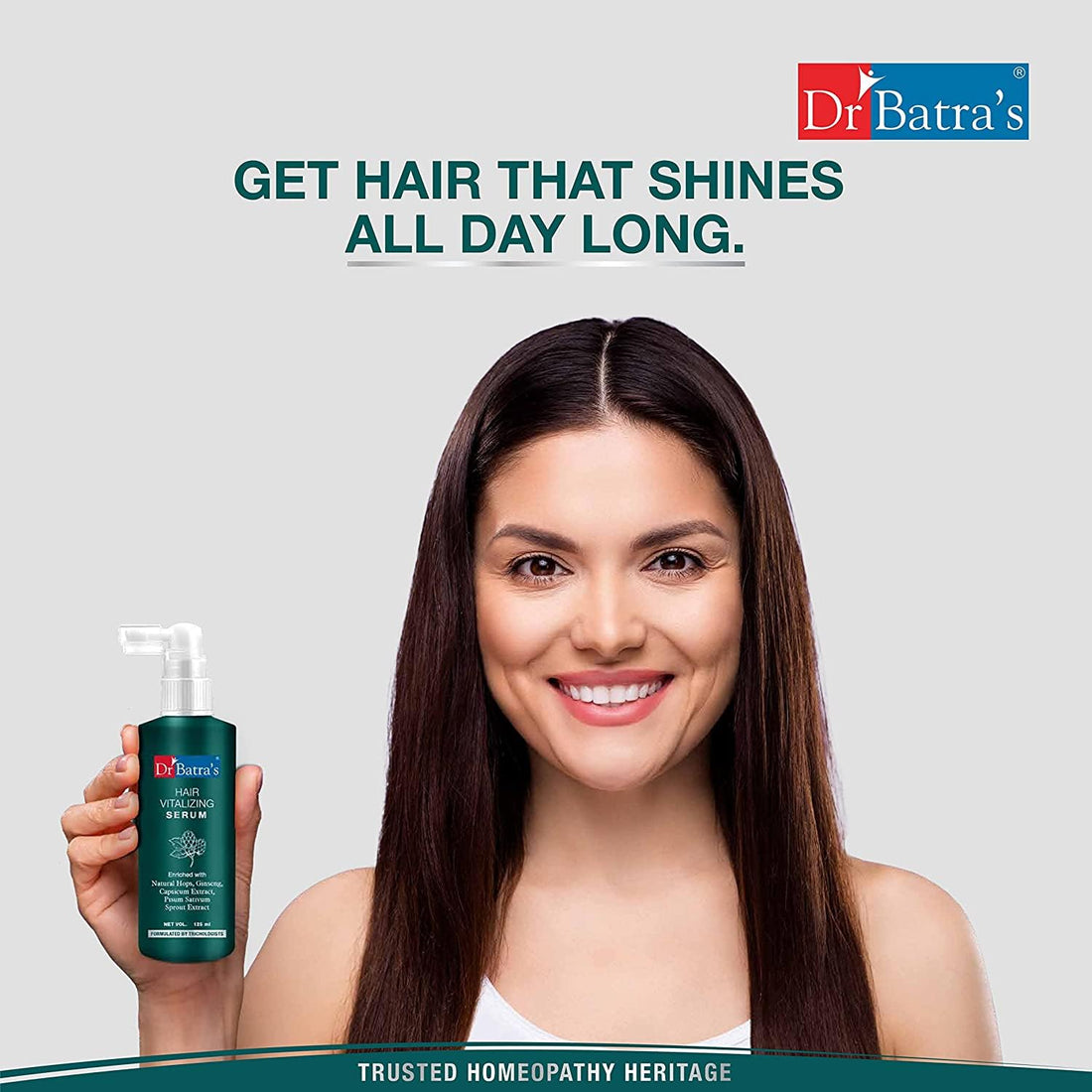Dr Batra's Hair Vitalizing Serum, Enriched with essential vitamins, Ginseng, Capsicum, Reduces Irritability, Healthy scalp & Radiant look, Safe, Tricologists recommended (125ml)