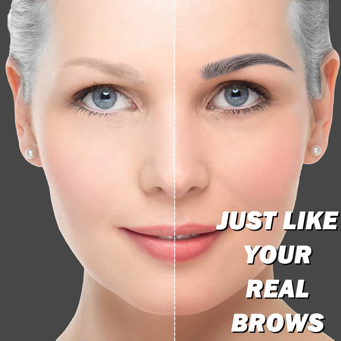 Microblading Eyebrow Pen, Waterproof Gray Eyebrow Pencils for Older Women Soft Hair Like Natural Liquid Eye brow Pen, Four Forks Tip Preciese Brow Contouring Filler Pencil that Looks Like Hair, Grey