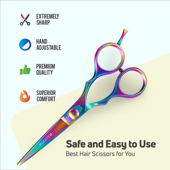 Suvorna 5.5 Professional Barber Multicolor Titanium Razor Edge Hair Cutting Shears / Scissors