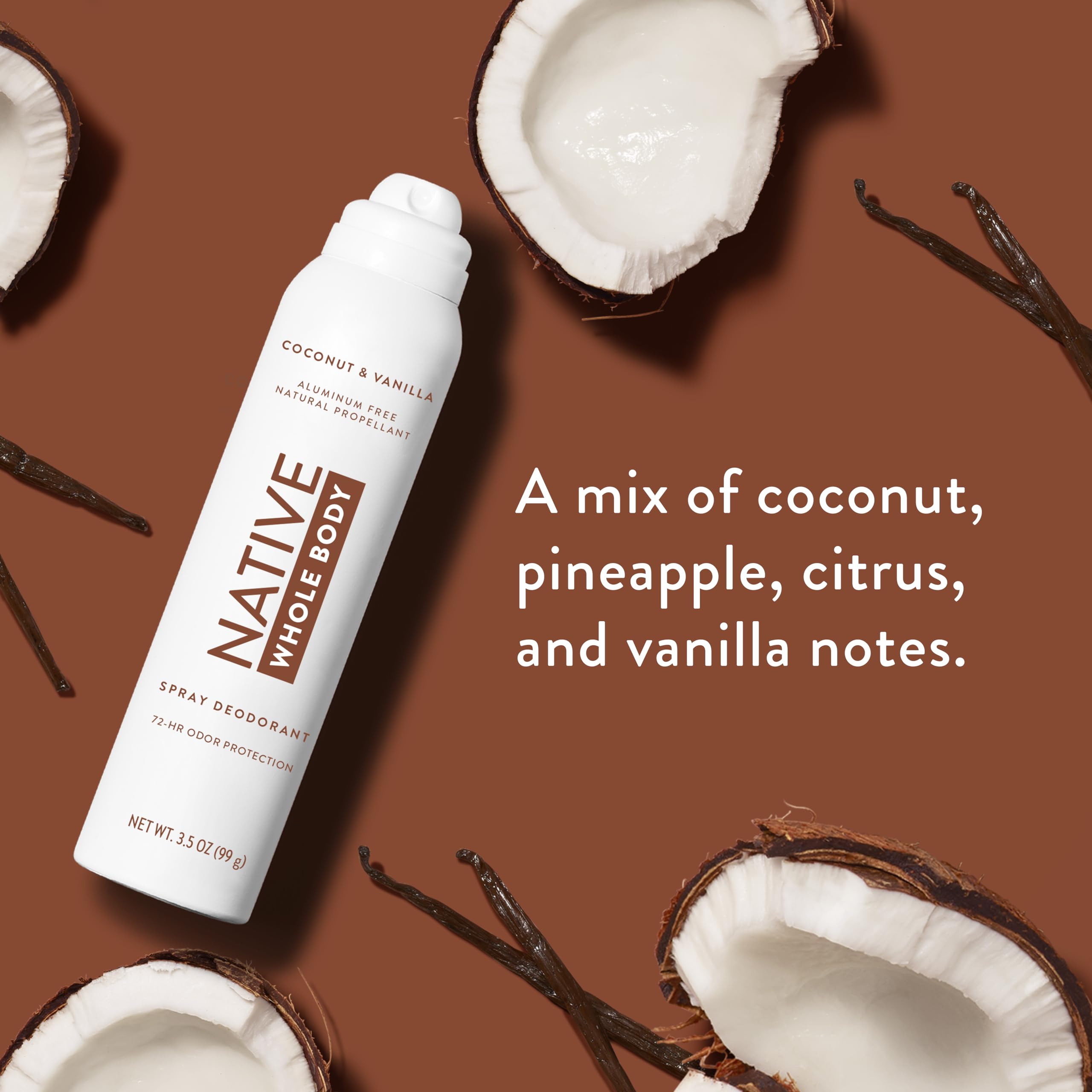 Native Whole Body Deodorant Spray Contains Naturally Derived Ingredients, Deodorant for Women & Men | 72 Hour Odor Protection, Aluminum Free with Coconut Oil and Shea Butter | Coconut & Vanilla