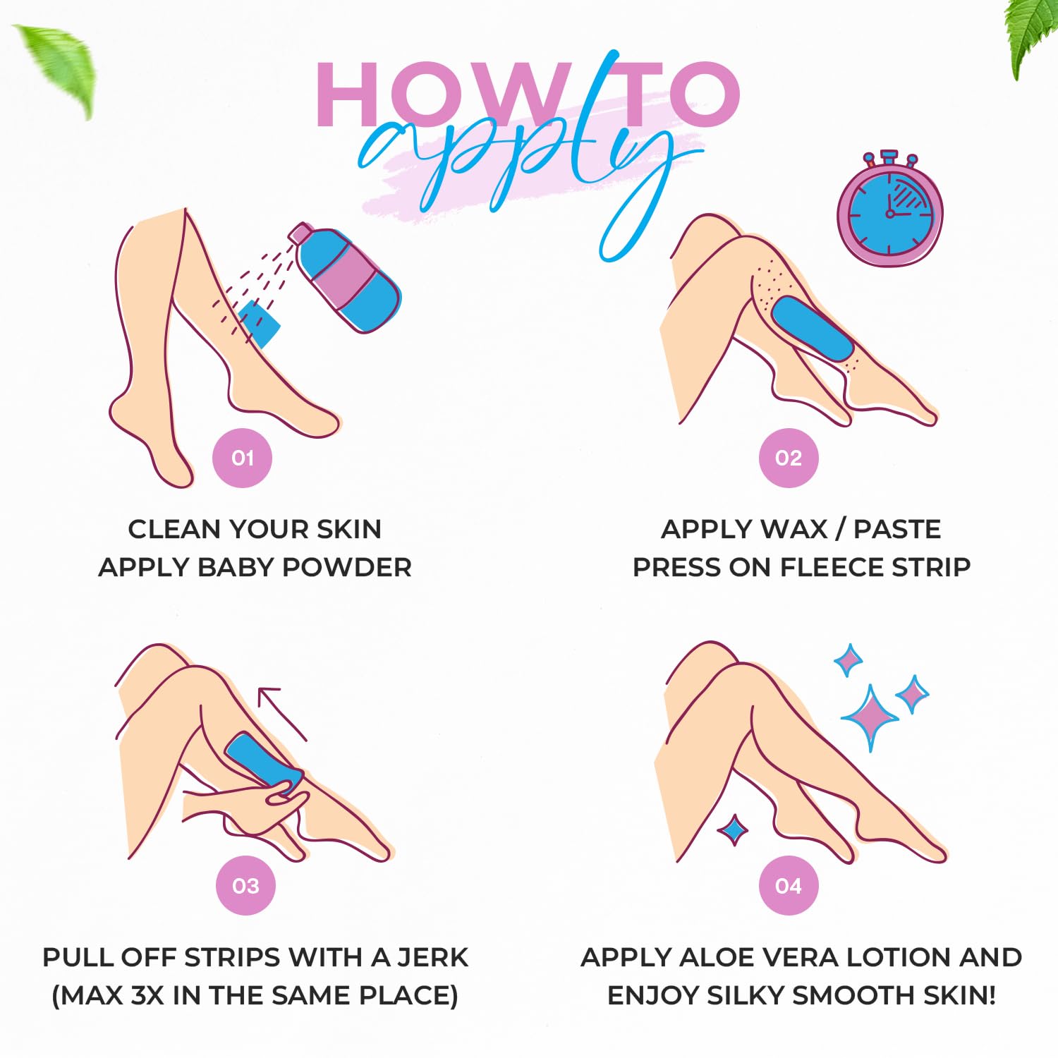 Tifara Beauty Non Woven Body and Facial Wax Strips Multi Size Pack (100)