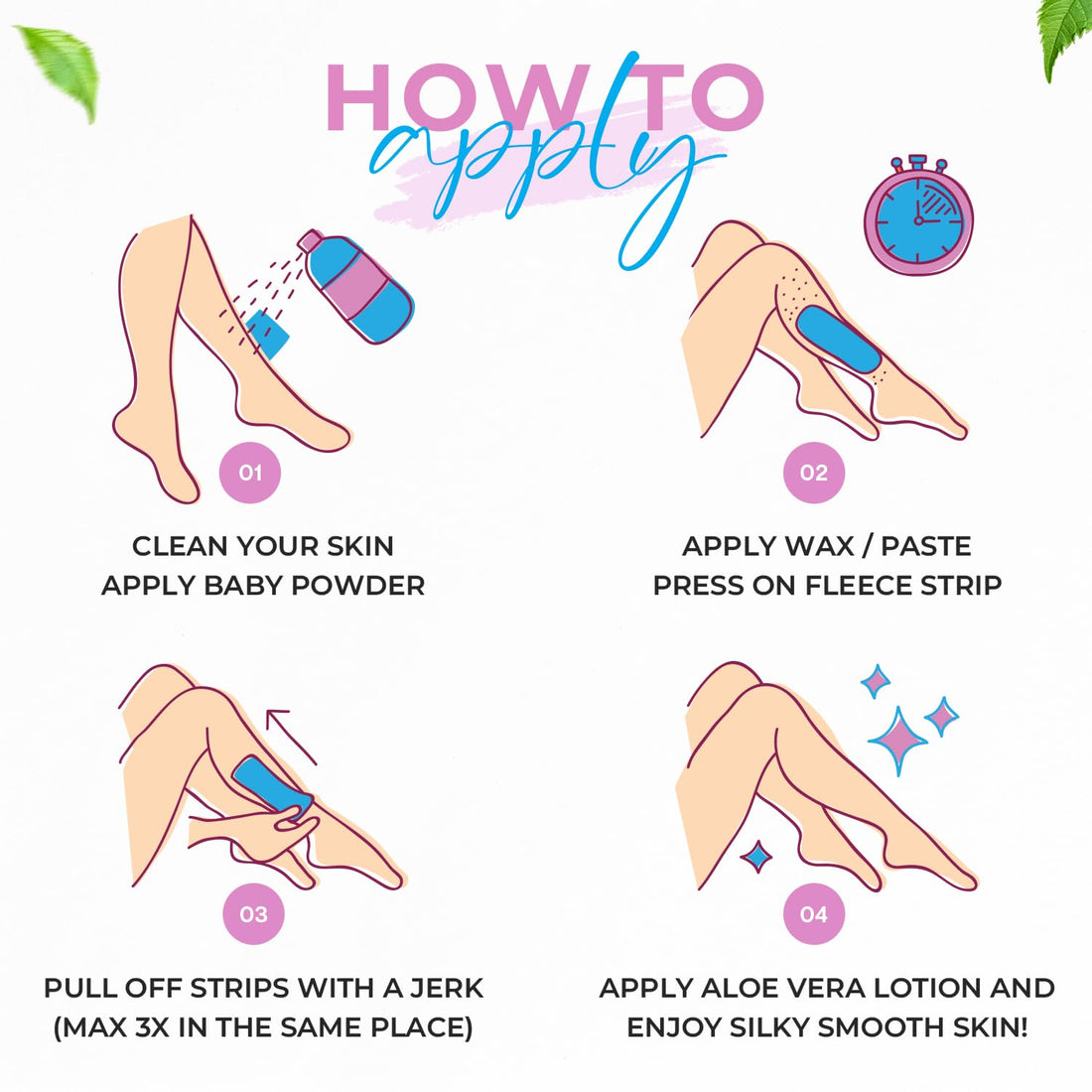 Tifara Beauty Non Woven Body and Facial Wax Strips Multi Size Pack (100)