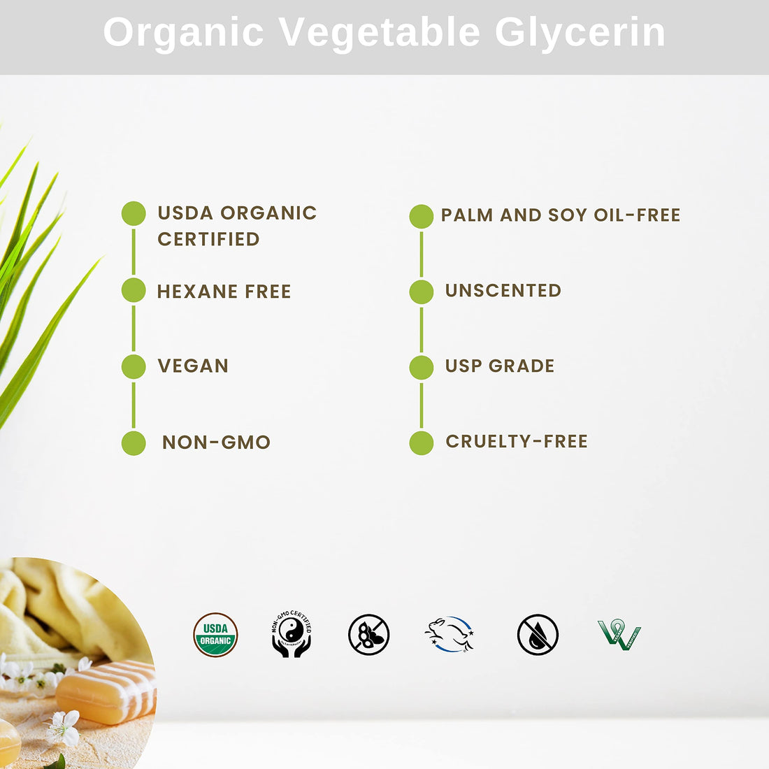 NV Superfoods - Organic Vegetable Glycerin - 32 Fl Oz - Palm Oil Free - USP Food Grade, 100% Natural, Carrier for Essential Oils, Perfect for Skin, Hair & Nails as well as Arts & Crafts