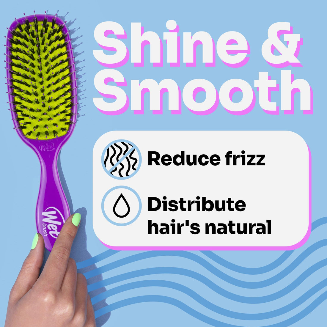 Wet Brush Shine Enhancer Hair Brush, Purple - Exclusive Ultra-soft IntelliFlex Bristles - Natural Boar Bristles Leave Hair Shiny And Smooth For All Hair Types - For Women, Men, Wet And Dry Hair
