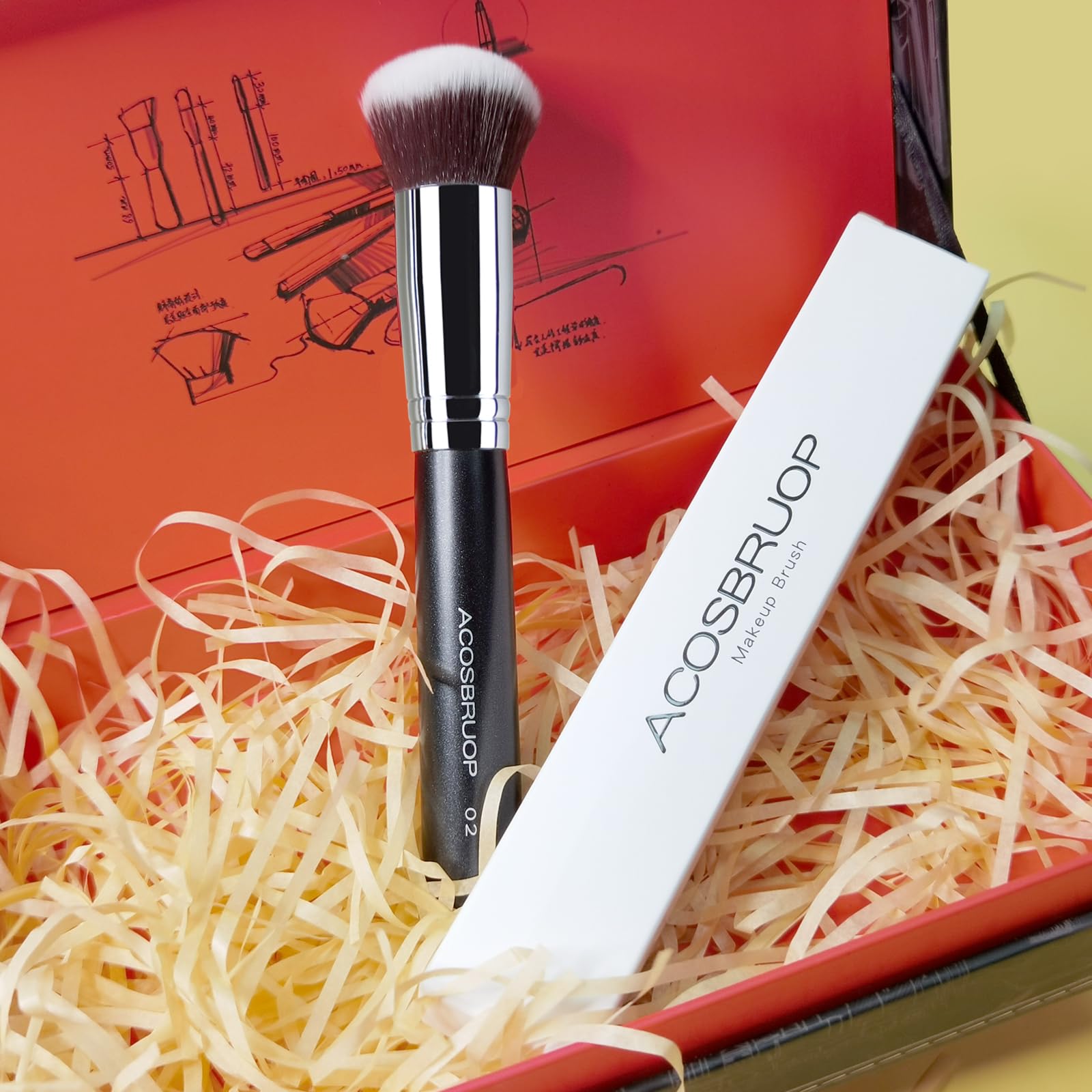 ACOSBRUOP Foundation Brush, Round Top Kabuki Foundation Brush and Professional Grade Makeup Brush for Liquid Blending Mineral Powder Bufting Stippling Makeup Tools, Black