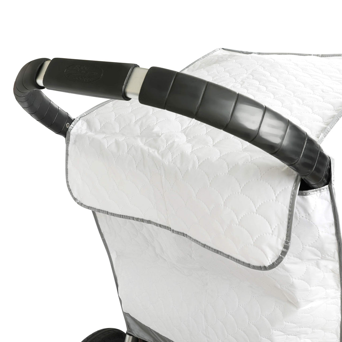 Masirs Baby Stroller Rain Cover - Universal Size, Provides Extra Warmth & Shields Child from Wind & Rain. Mesh Material for Ventilation & Reflective Trimming for Night Visibility. (White, Quilted)