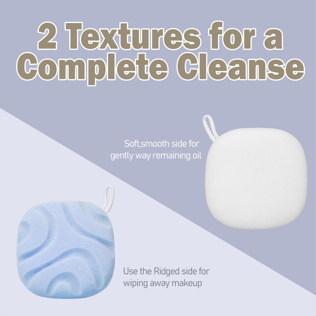 myHomeBody Face Wash Sponges, Facial Scrubber for Cleansing and Exfoliating, Reusable Makeup Remover, Exfoliate Pads, 2 Sides, 2 Textures, 2 Pack