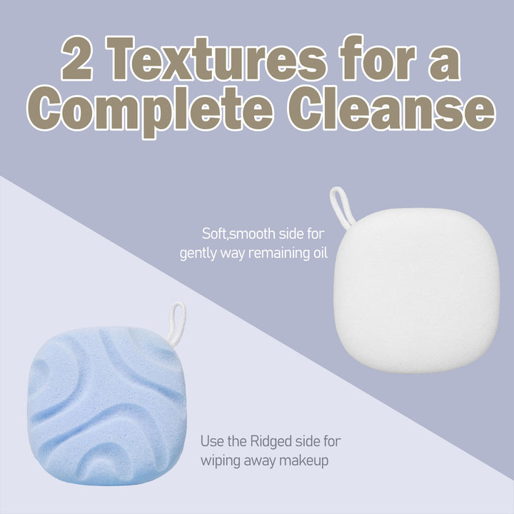 myHomeBody Face Wash Sponges, Facial Scrubber for Cleansing and Exfoliating, Reusable Makeup Remover, Exfoliate Pads, 2 Sides, 2 Textures, 2 Pack