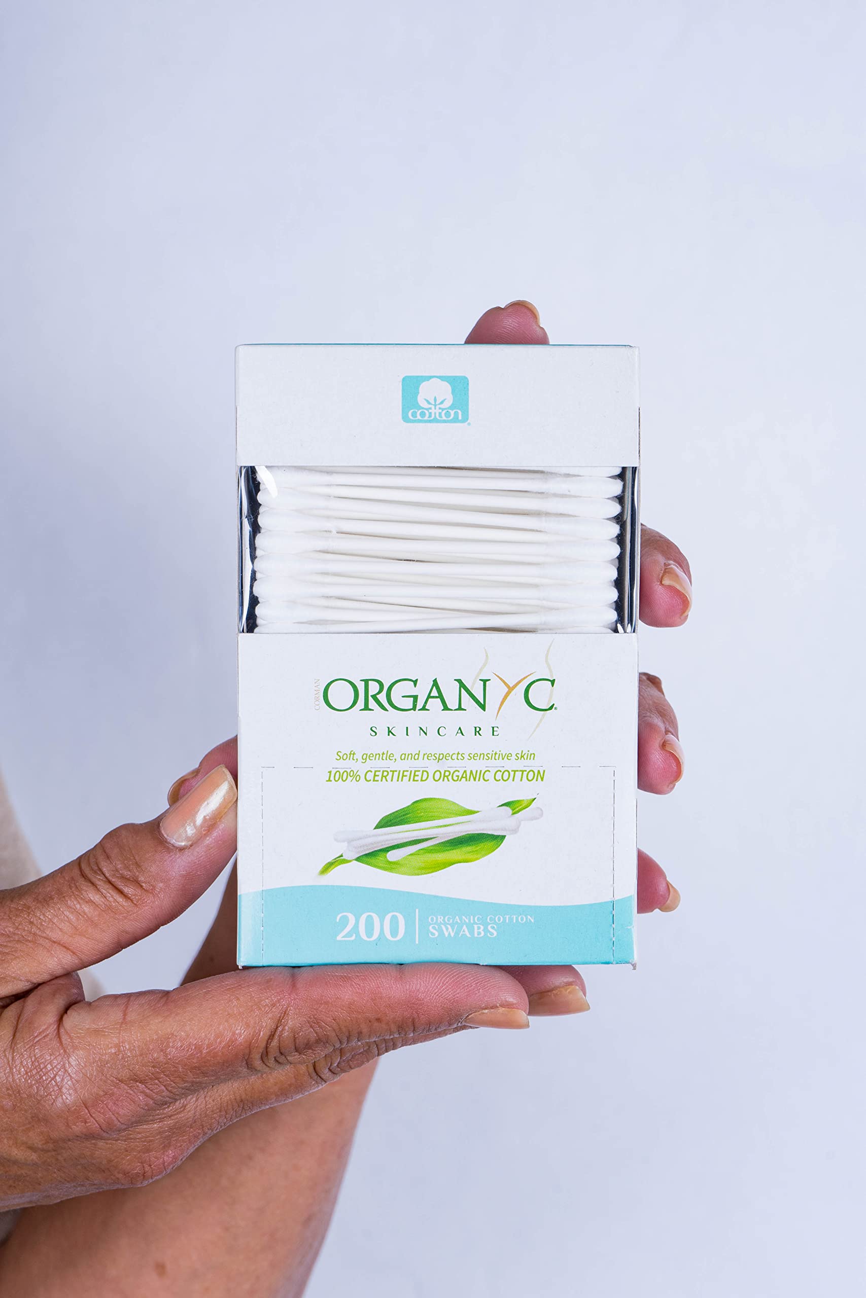 Organyc 100% Organic Cotton Swabs for Sensitive Skin, 200 Swabs