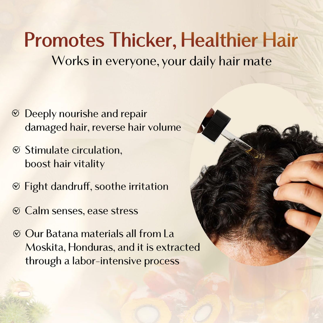 YANIBEST Batana Oil Boost Hair Volume Enhance Hair Density Scalp Nourishing Relieves Dry, Itchy, Improve Scalp Health