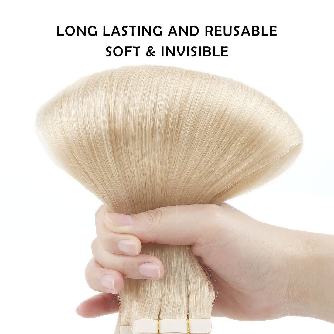 Sassina Platinum Ash Blonde PU Skin Weft Human Hair Extensions 8A Remy Brazilian Seamless, Invisible Tape in Hair Extensions 20Pcs 50g/set (60# 18) : 18 inch, Platinum Ash Blonde