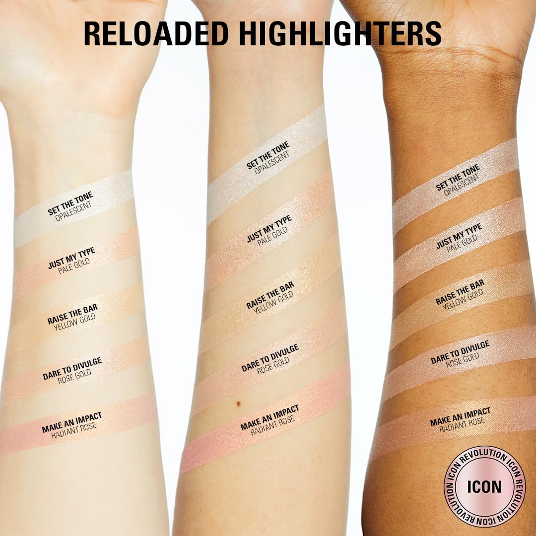 Revolution, Reloaded Pressed Powder Highlighter, Intensely Pigmented for a High Impact Dewy Finish, Set The Tone, 0.22 Oz