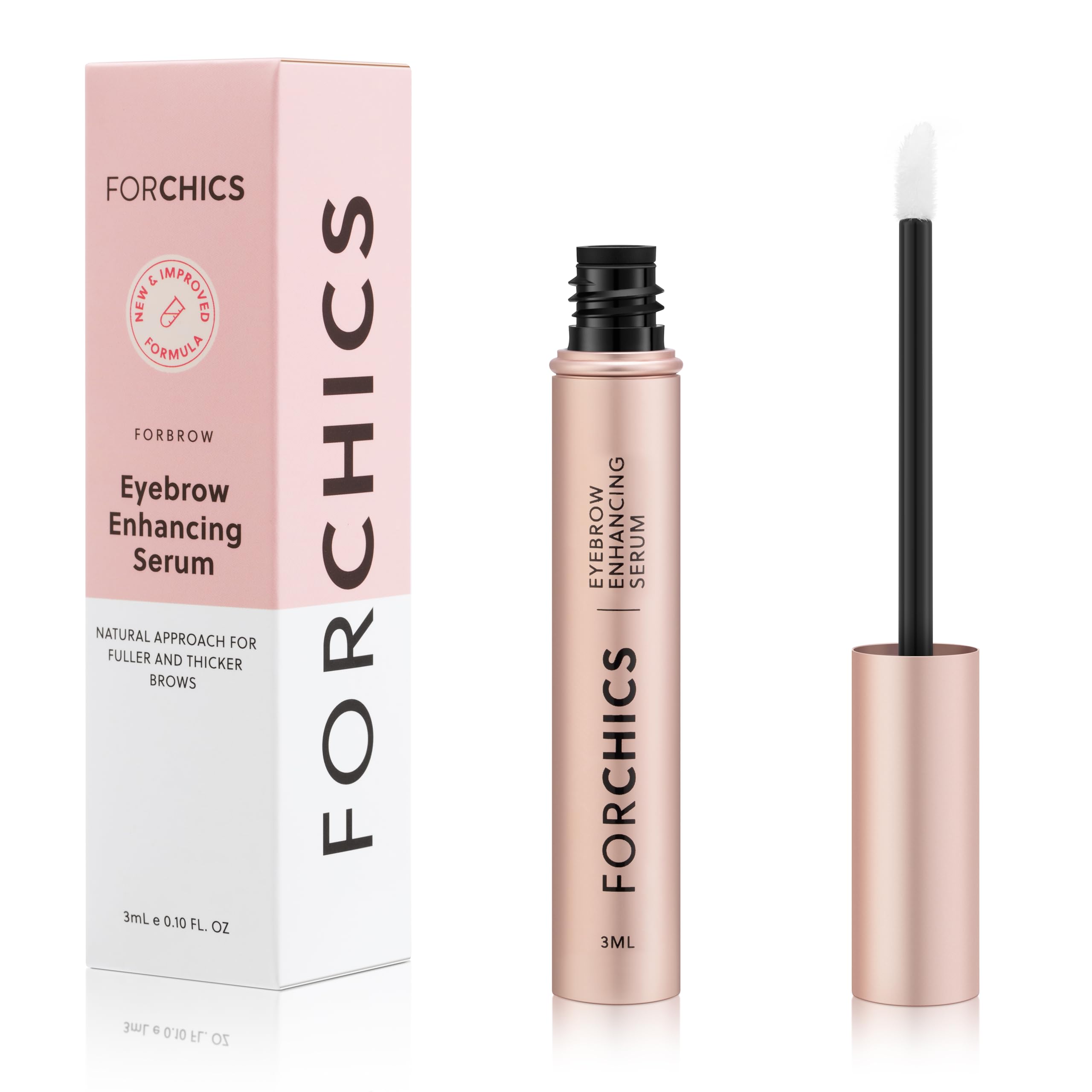 ForChics ForBrow Eyebrow Growth Serum For Thicker Brows - Natural & Organic Conditioner For Fuller and Thick Eyebrows | Vegan & Cruelty-Free Formula | New Innovative Peptides - [0.10 fl. oz/ 3ml]