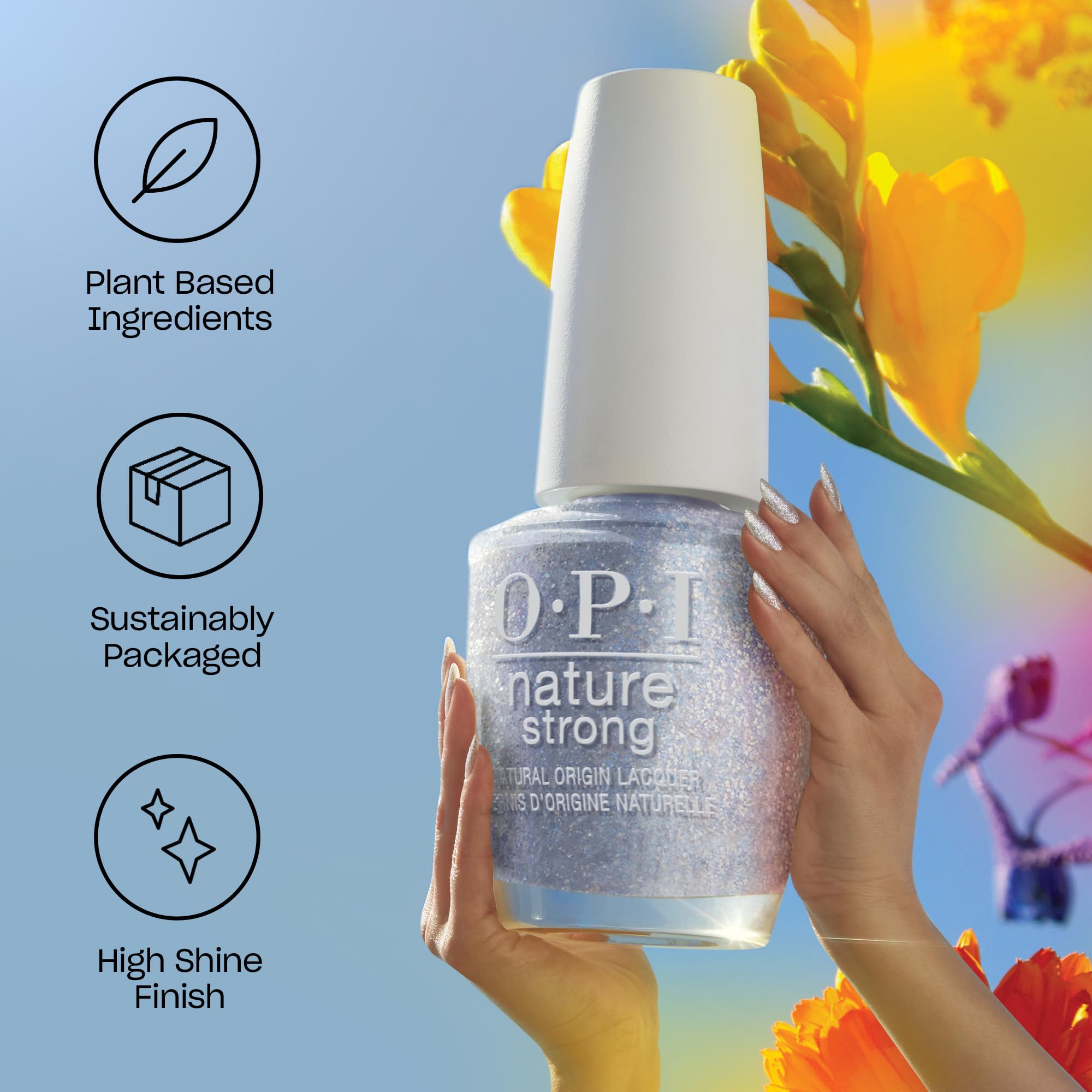 OPI Nature Strong Cactus What You Preach | Opaque Bright Blue Crème Natural Origin Nail Polish | Plant Based, Vegan, Cruelty Free