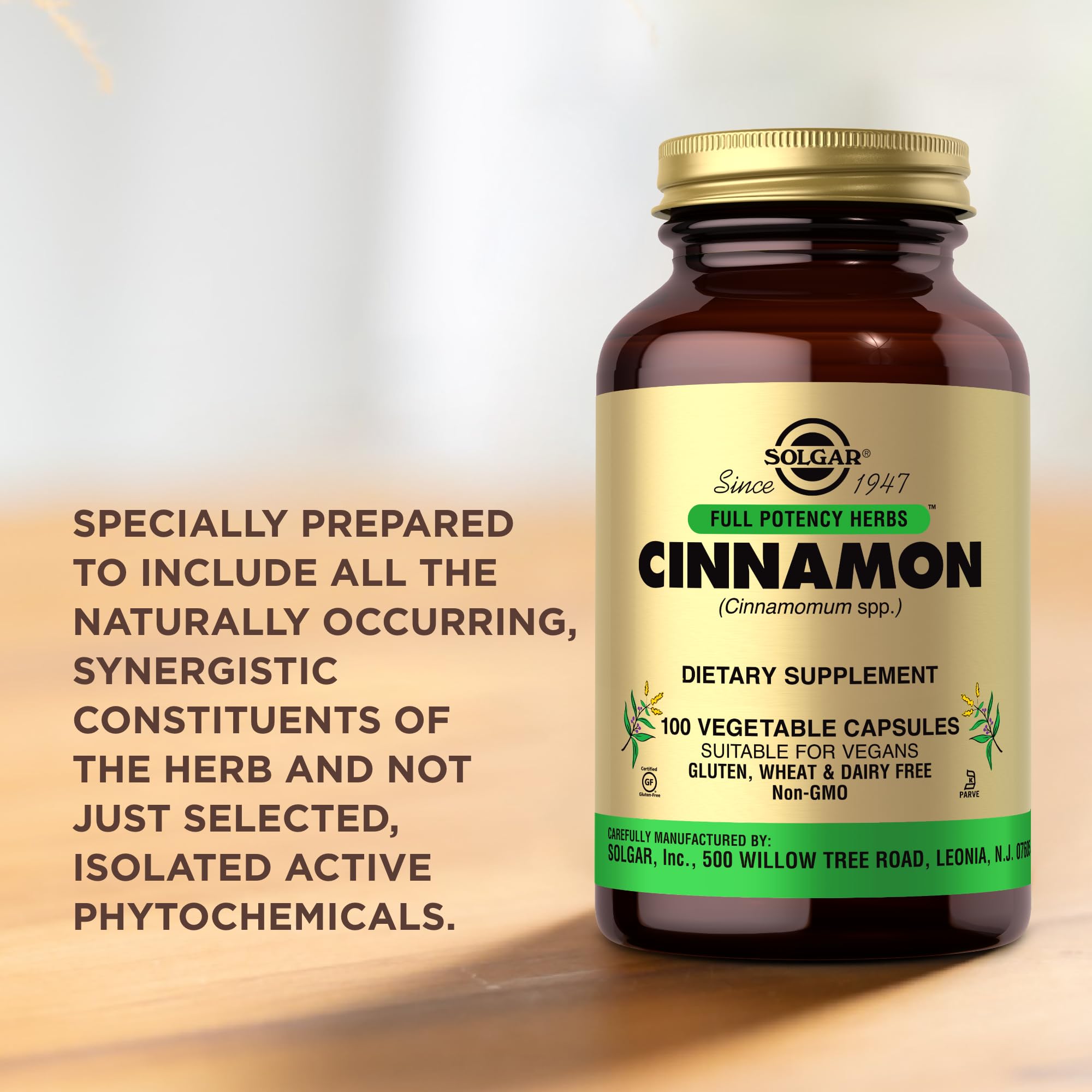 Solgar Cinnamon - 100 Vegetable Capsules, Pack of 2 - Full Potency (FP) - Non-GMO, Vegan, Gluten Free, Dairy Free, Kosher - 200 Total Servings