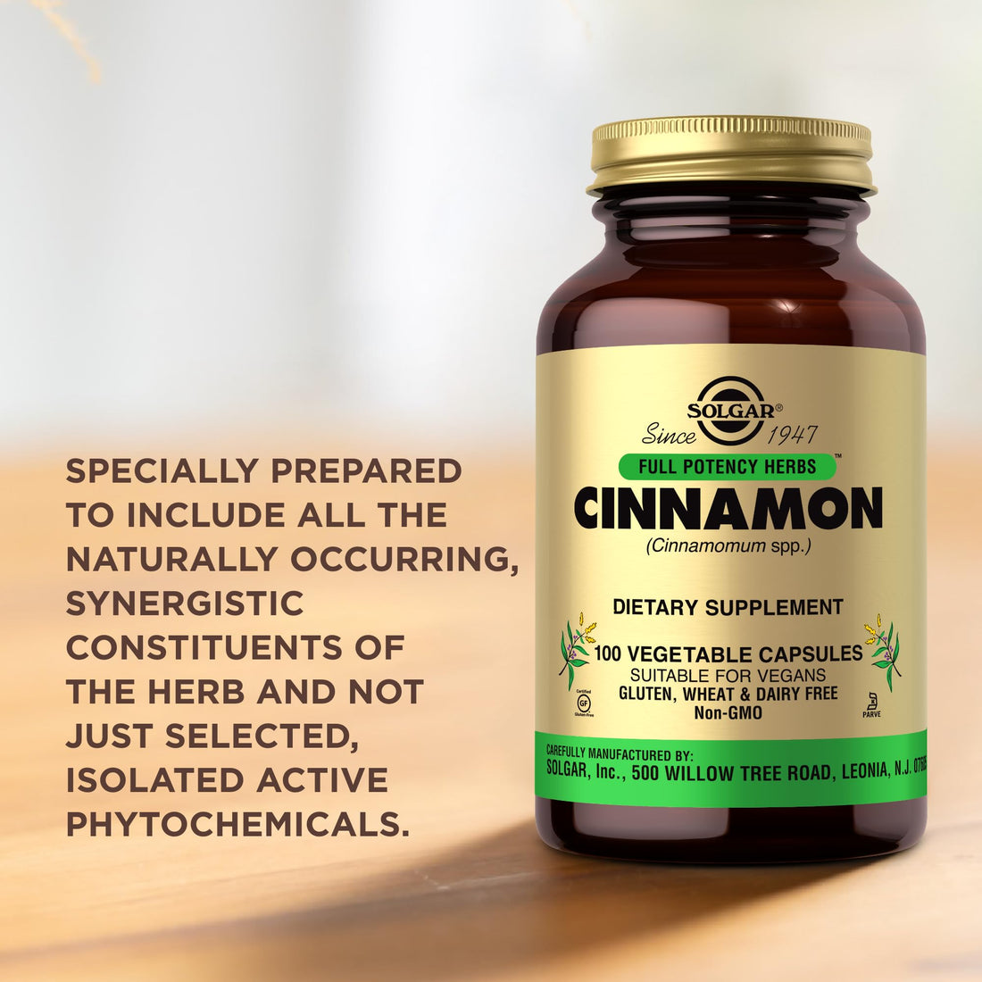 Solgar Cinnamon - 100 Vegetable Capsules, Pack of 2 - Full Potency (FP) - Non-GMO, Vegan, Gluten Free, Dairy Free, Kosher - 200 Total Servings