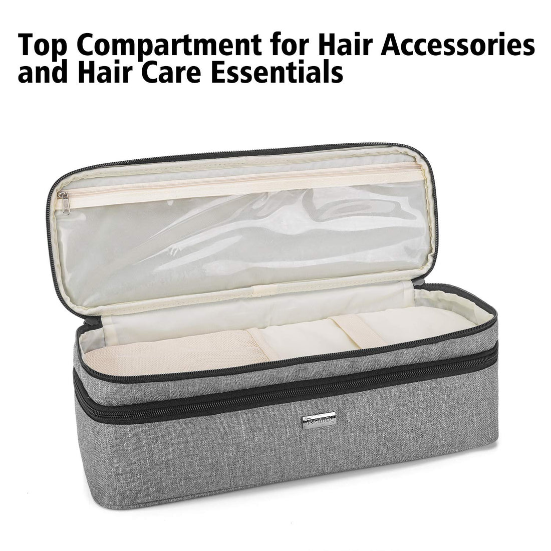 Teamoy Double-Layer Travel Storage Bag Compatible with Revlon One-Step Hair Dryer And Volumizer Hot Air Brush and Attachments, Gray