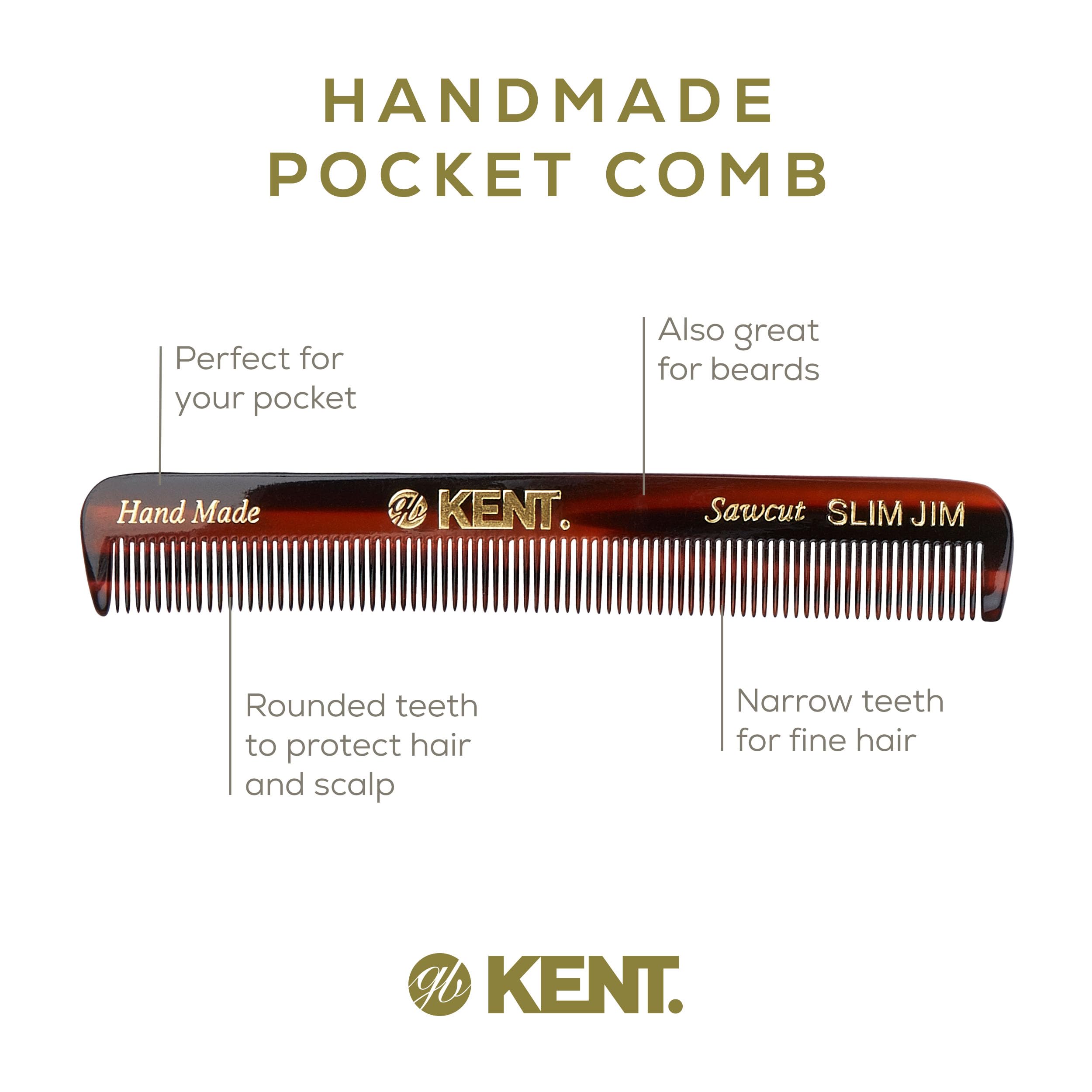 3 Pack: Kent Slim Jim 4 1 2 Handmade Mens Pocket Comb All Fine (3 Pack)