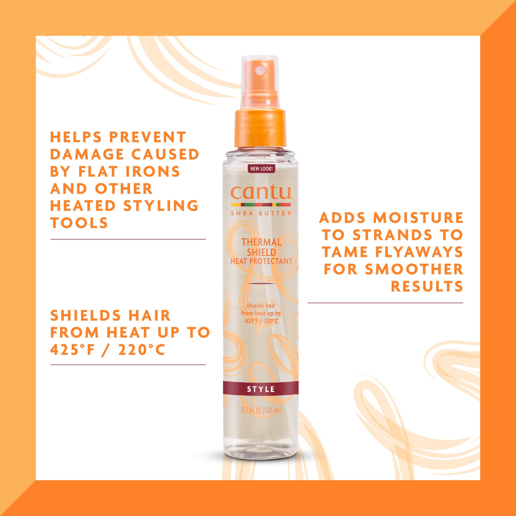 Cantu Thermal Shield Heat Protectant with Shea Butter, 5.1 fl oz (Packaging May Vary)