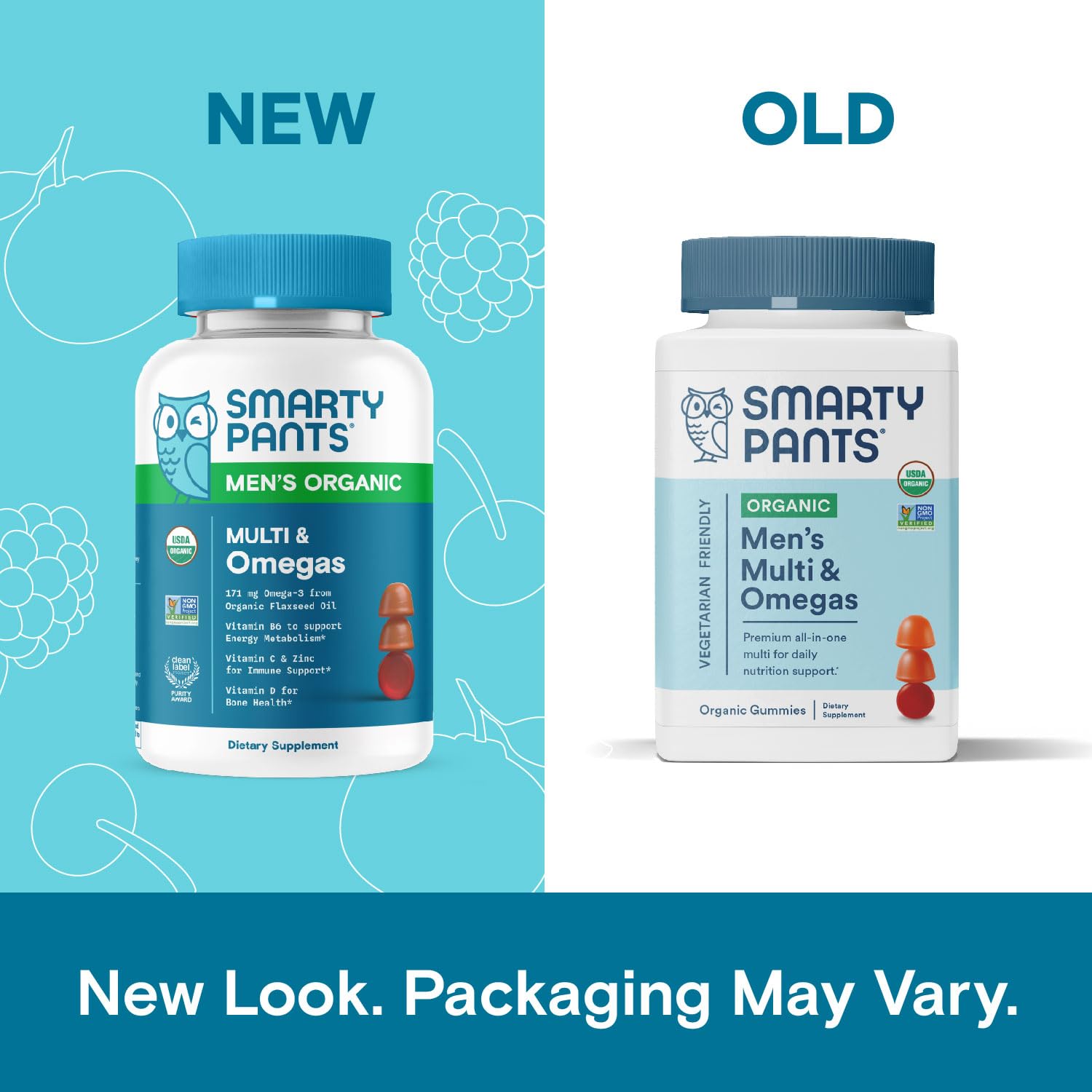 SmartyPants Multivitamin for Men, Organic Gummies: Methylfolate, Omega 3 (ALA), Vitamin D3, C, Vitamin B12, B6, A, K & Zinc for Immune Support, Biotin, Vegetarian, 120 Gummies (30 Day Supply)