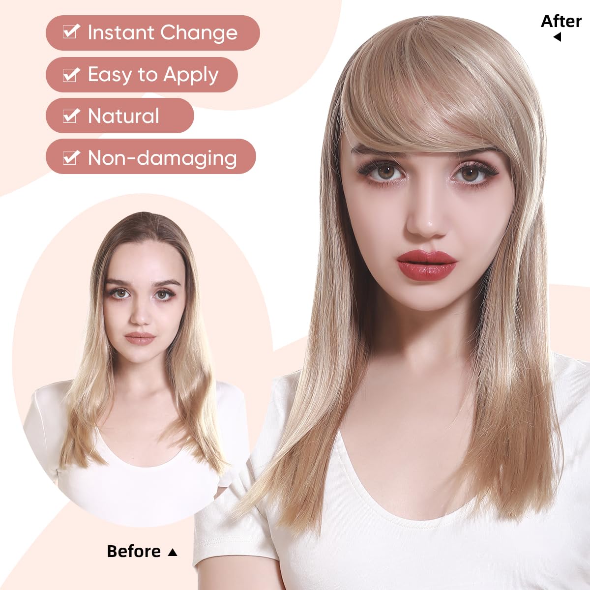 6# medium brown : SARLA Synthetic Bang Hairpieces Clip In Side Swept Bangs Extension B2 (6# medium brown)