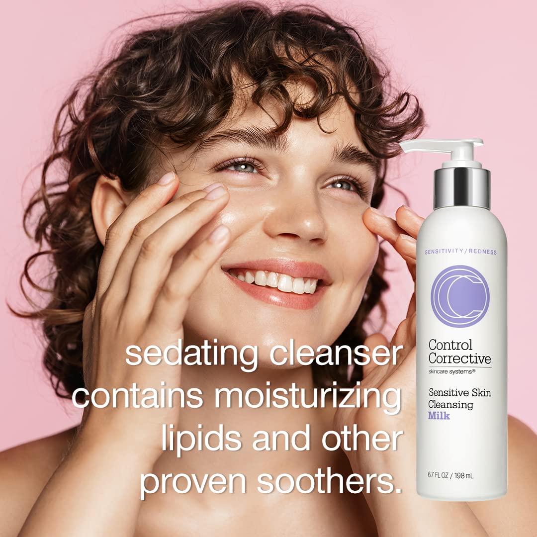 Control Corrective Sensitive Skin Cleansing Milk | Creamy, Calming Cleanser to Remove Make-Up & Daily Build Up Without Stripping the Skin | 6.7 oz