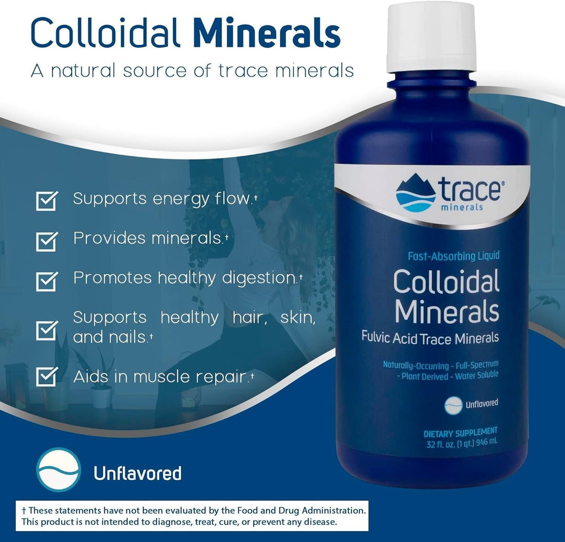 Trace Minerals Colloidal Minerals - Immune Health & Energy Support - High-Potency Potassium Supplement with Fulvic Acid - Mineral Absorption Supplement for Men & Women - 32 fl oz (About 32 Servings)