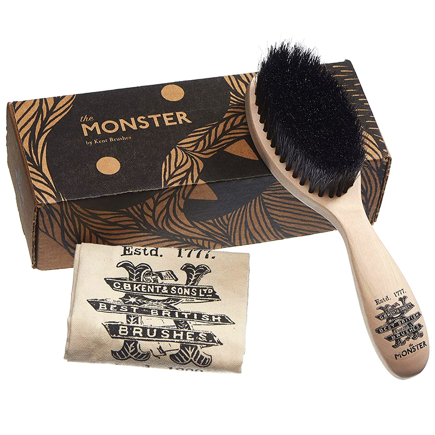 Kent BRD5 Monster Beard Brush - The Softest Men& Mustache and Beard Brush. Hand Blended Horse Hair and Nylon Bristles for Shaping, Grooming and Styling. Perfect Gift for Men. For Home or Travel.