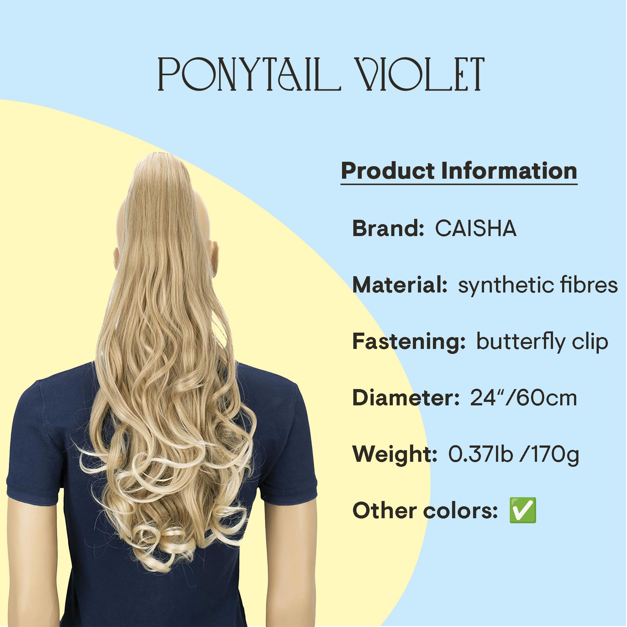dirty blonde mix #27T613 H32b : PRETTYSHOP 24 Hair Piece Pony Tail Extension Very Long & Voluminous Curly Or Wavy Heat-Resisting H32b
